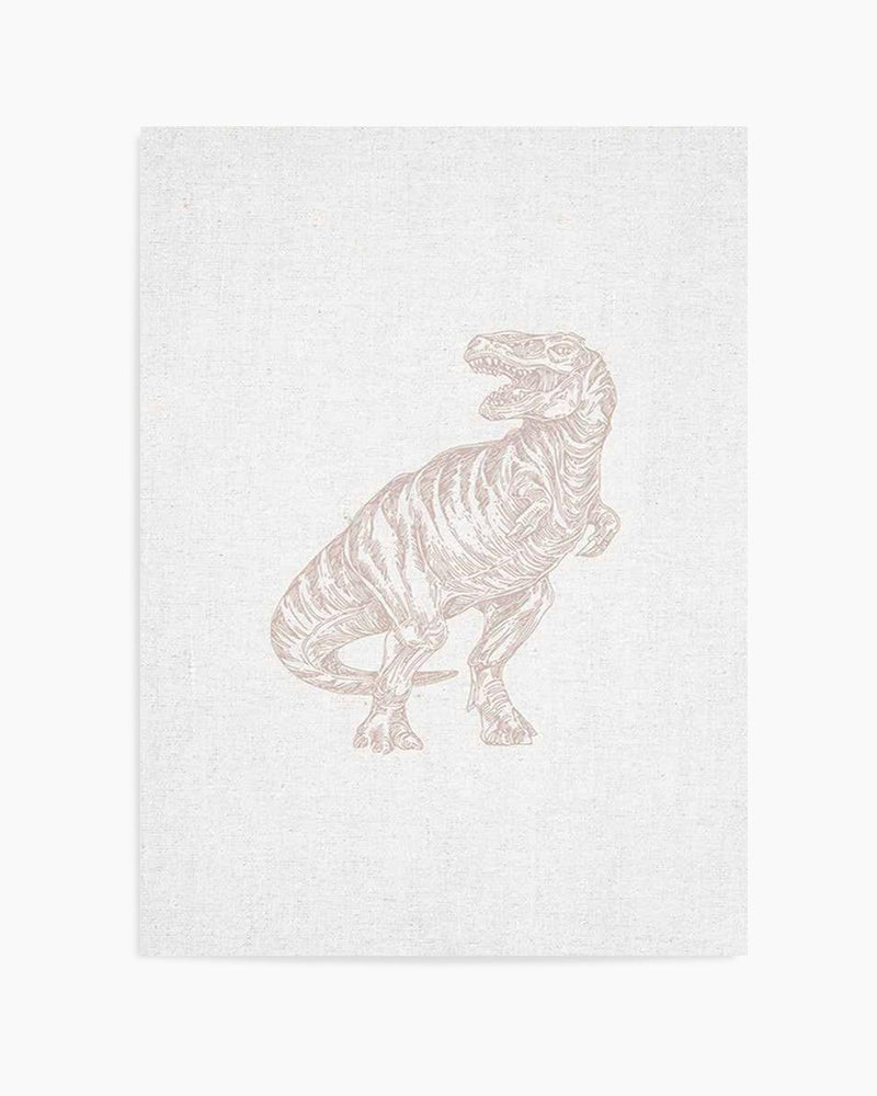 Vintage T-Rex on Linen | Customise Me! Art Print