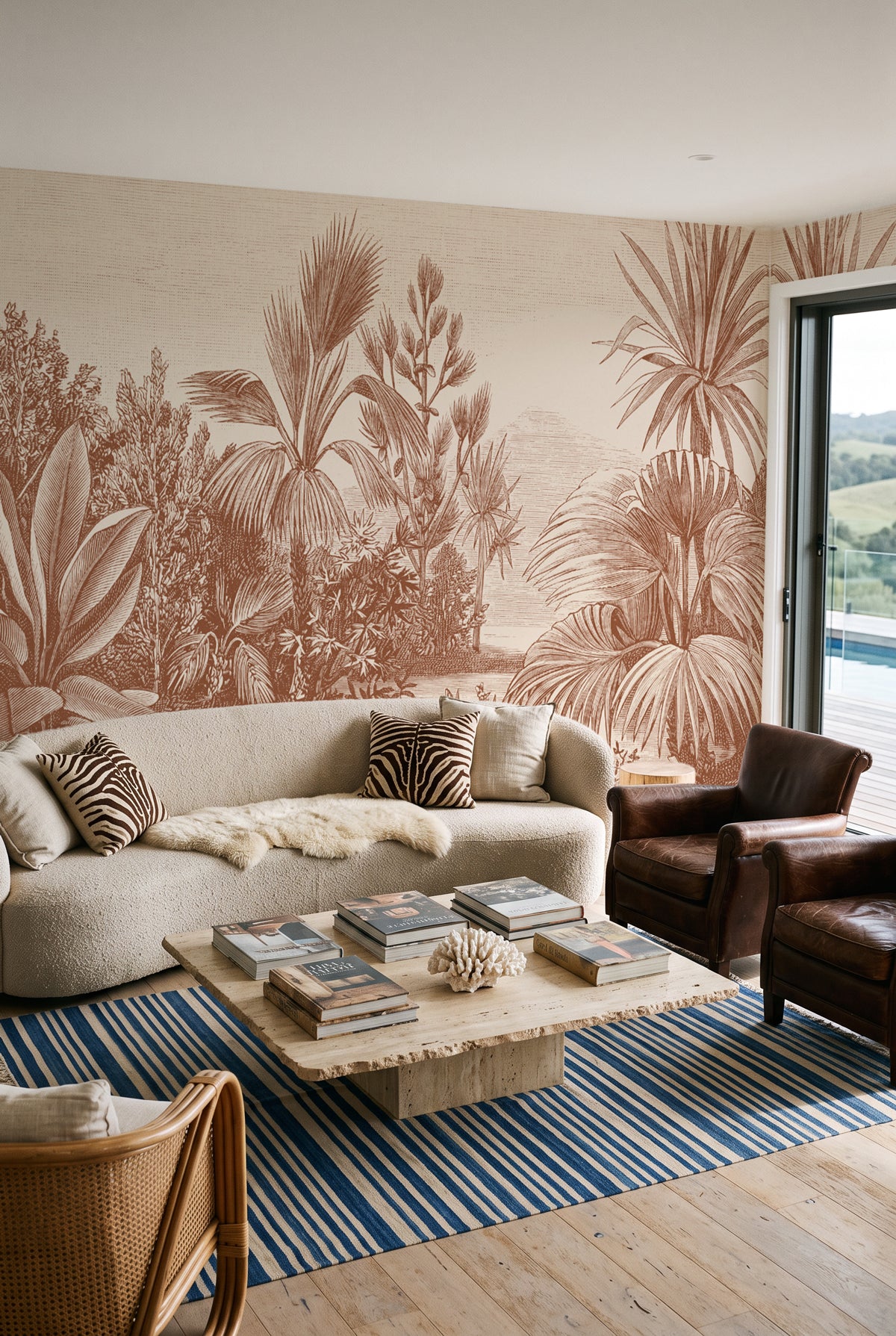 Vintage Tropics in Chocolate Brown Wallpaper