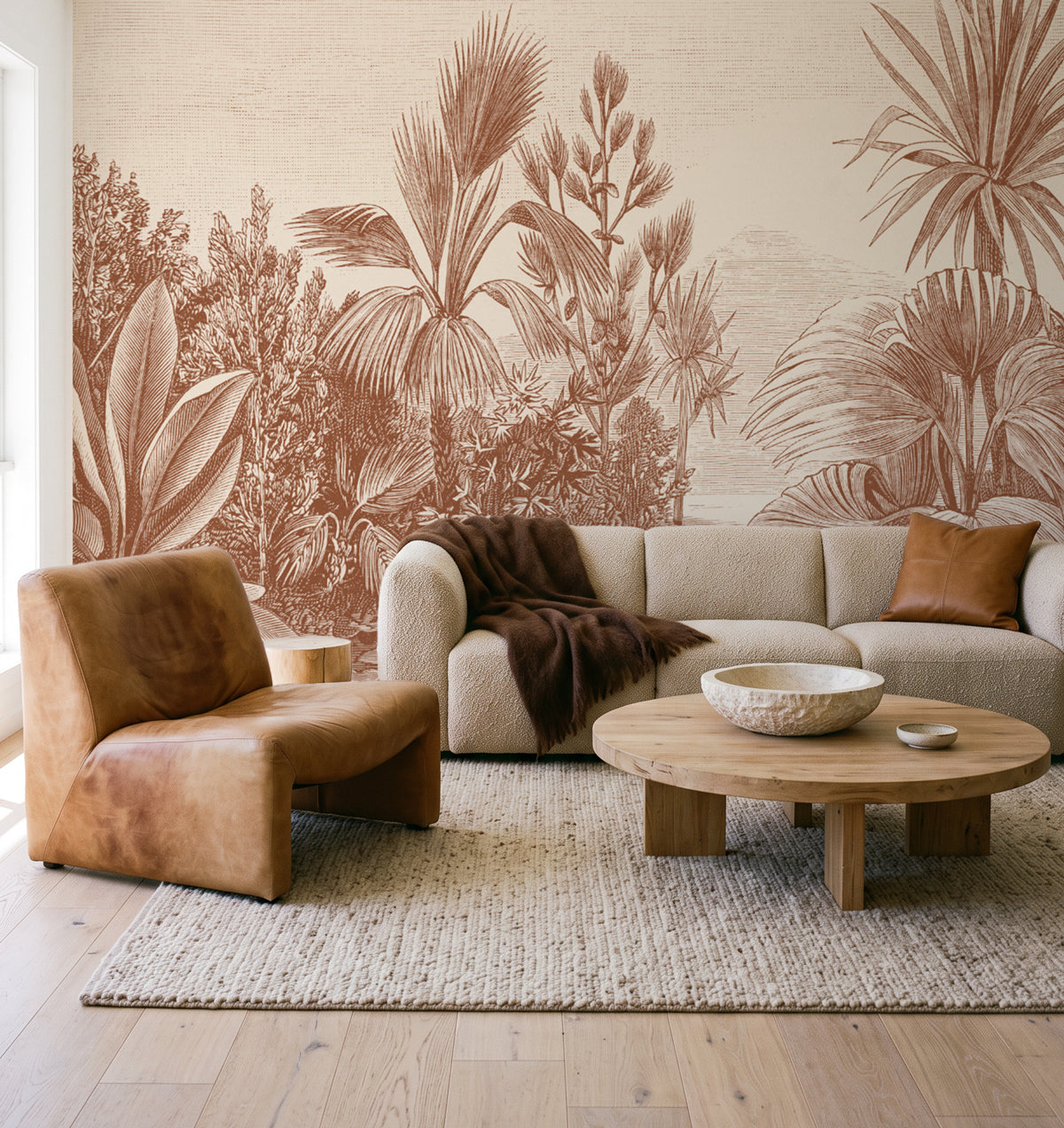 Vintage Tropics in Chocolate Brown Wallpaper