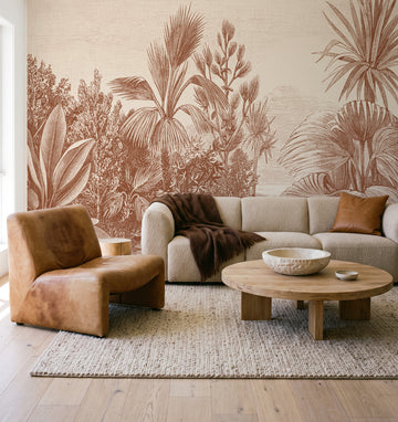 Vintage Tropics in Chocolate Brown Wallpaper