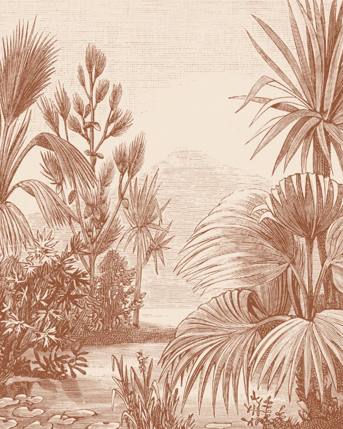 Vintage Tropics in Chocolate Brown Wallpaper