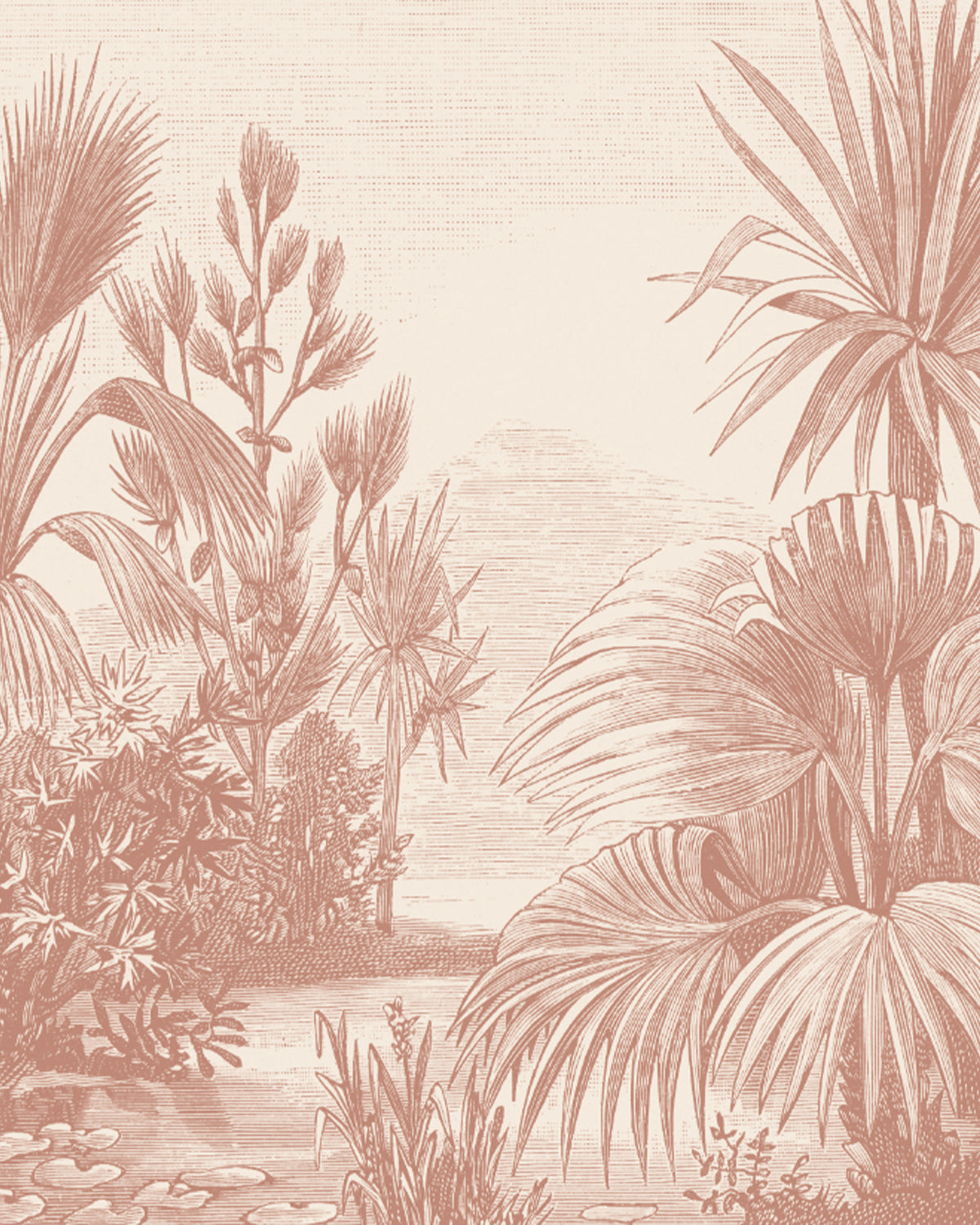 Vintage Tropics in Rust Brown Wallpaper