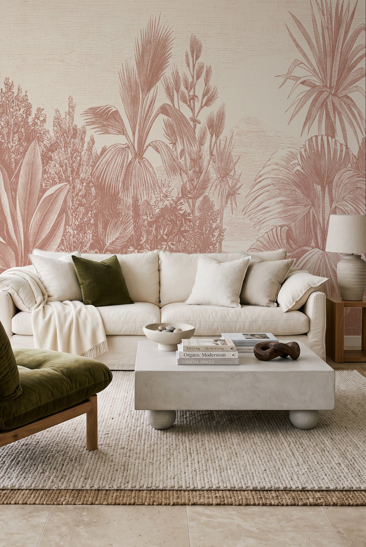 Vintage Tropics in Rust Brown Wallpaper