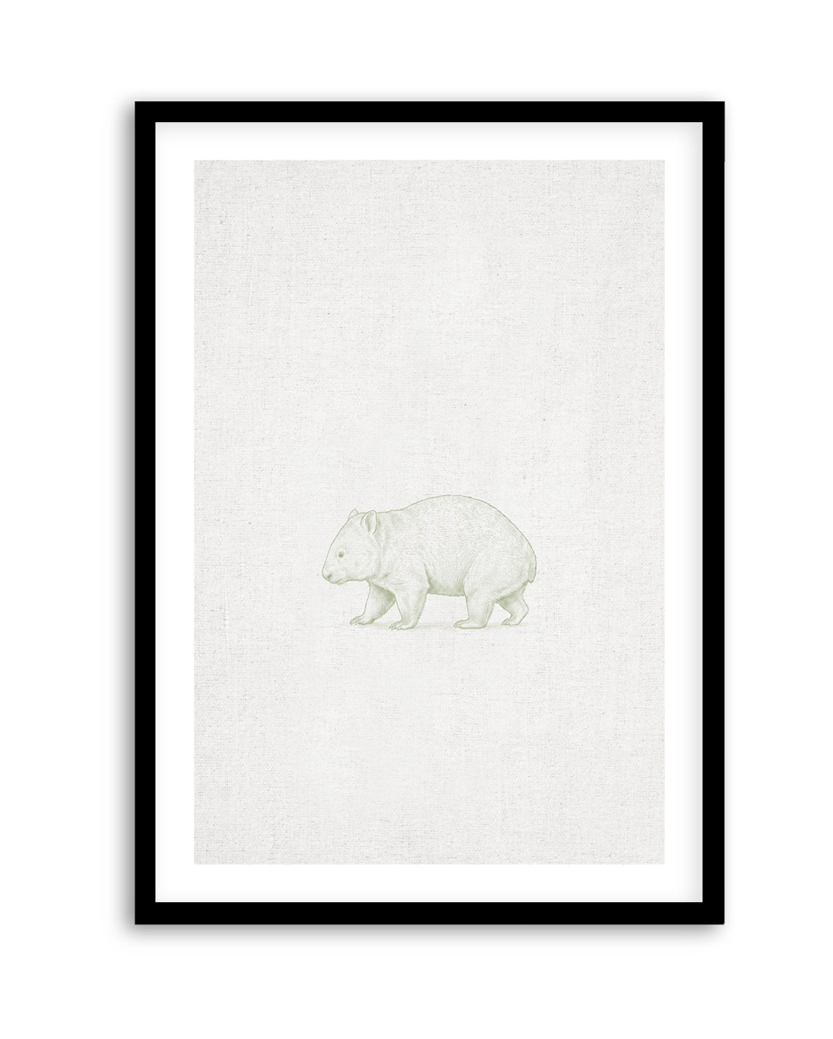 Vintage Wombat Australian Animals on Linen | Art Print