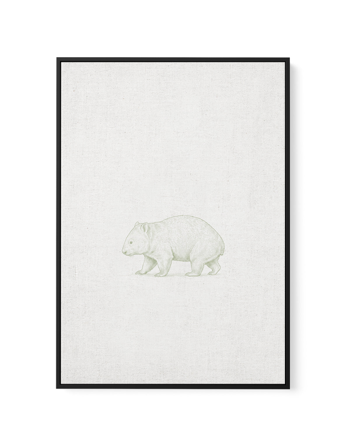 Vintage Wombat Australian Animals on Linen | Framed Canvas Art Print