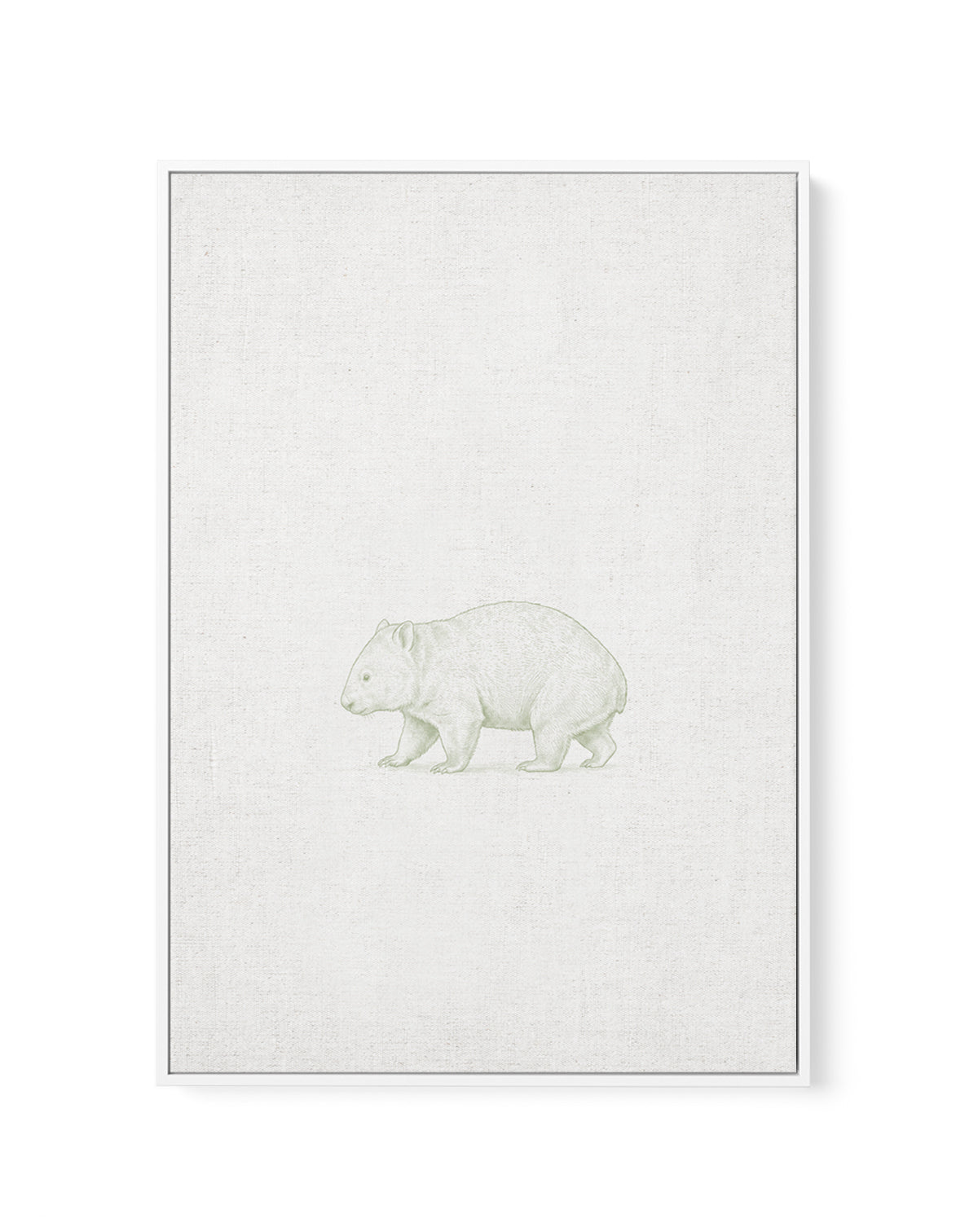 Vintage Wombat Australian Animals on Linen | Framed Canvas Art Print