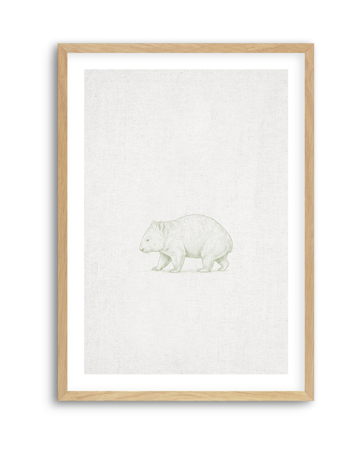 Vintage Wombat Australian Animals on Linen | Art Print