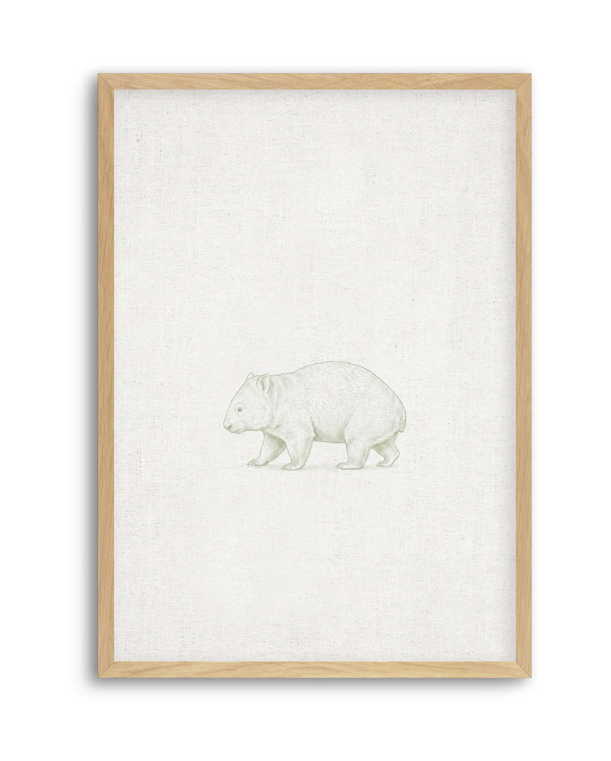 Vintage Wombat Australian Animals on Linen | Art Print