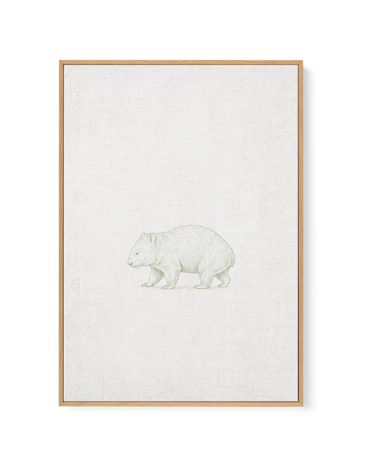 Vintage Wombat Australian Animals on Linen | Framed Canvas Art Print