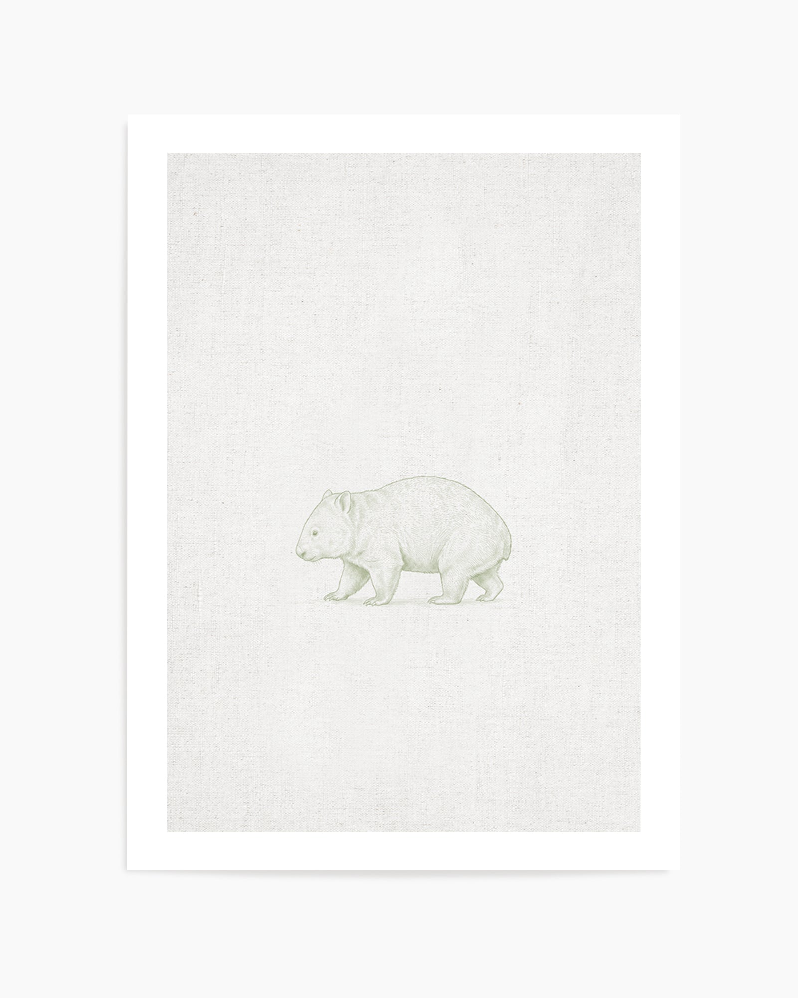 Vintage Wombat Australian Animals on Linen | Art Print