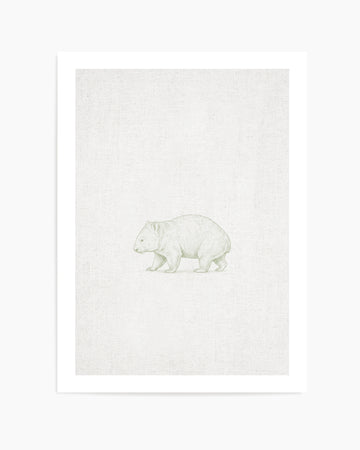 Vintage Wombat Australian Animals on Linen | Art Print