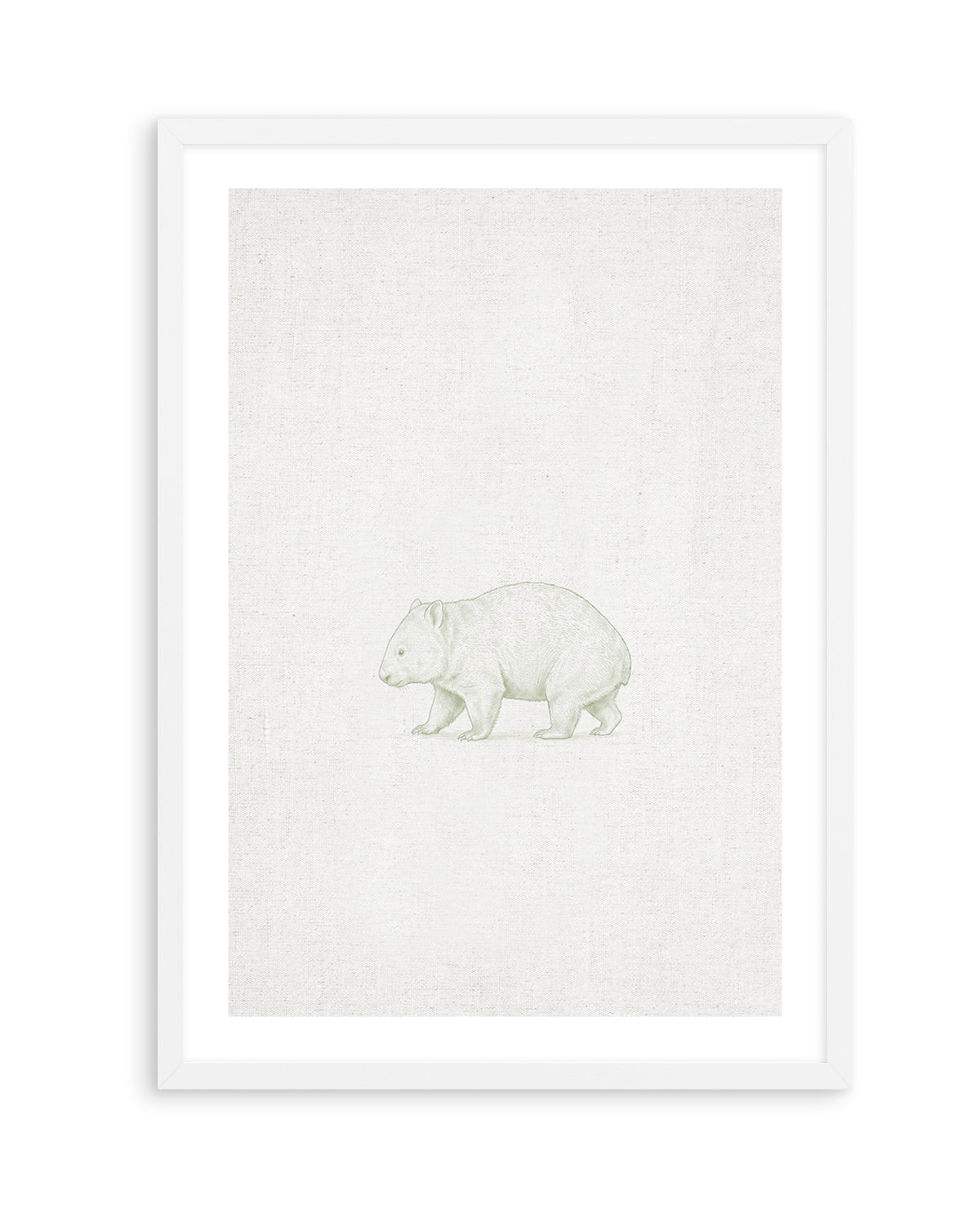 Vintage Wombat Australian Animals on Linen | Art Print