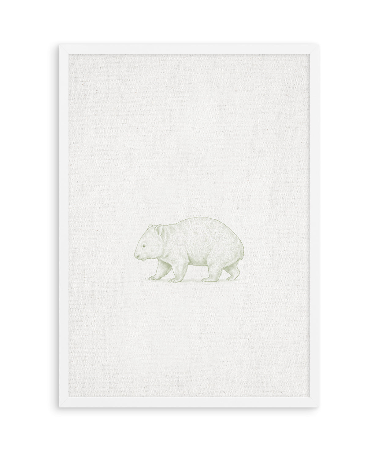 Vintage Wombat Australian Animals on Linen | Art Print