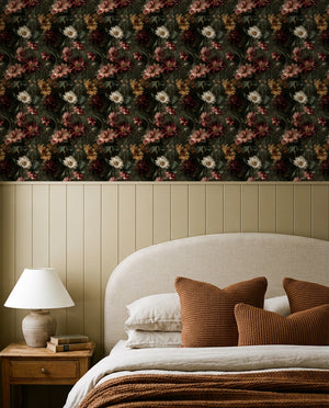 Vintage Autumn Floral Wallpaper from Olive et Oriel where you can shop wallpaper and artworks online
