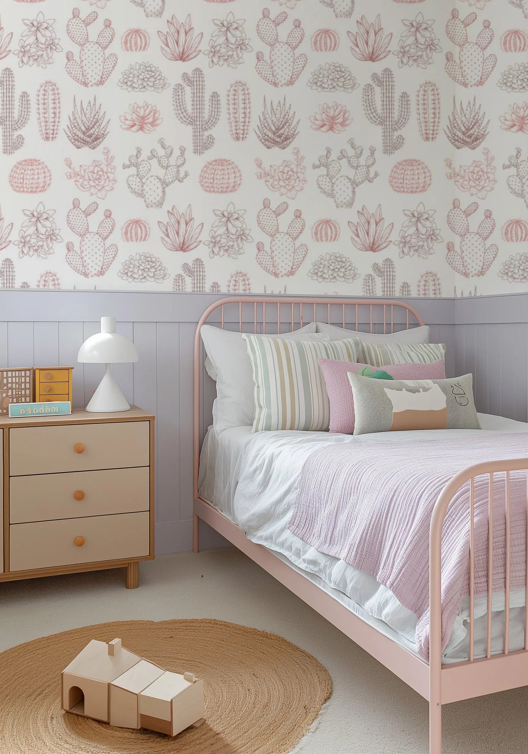 Vintage Cactus Garden Wallpaper from Olive et Oriel where you can shop wallpaper and artworks online