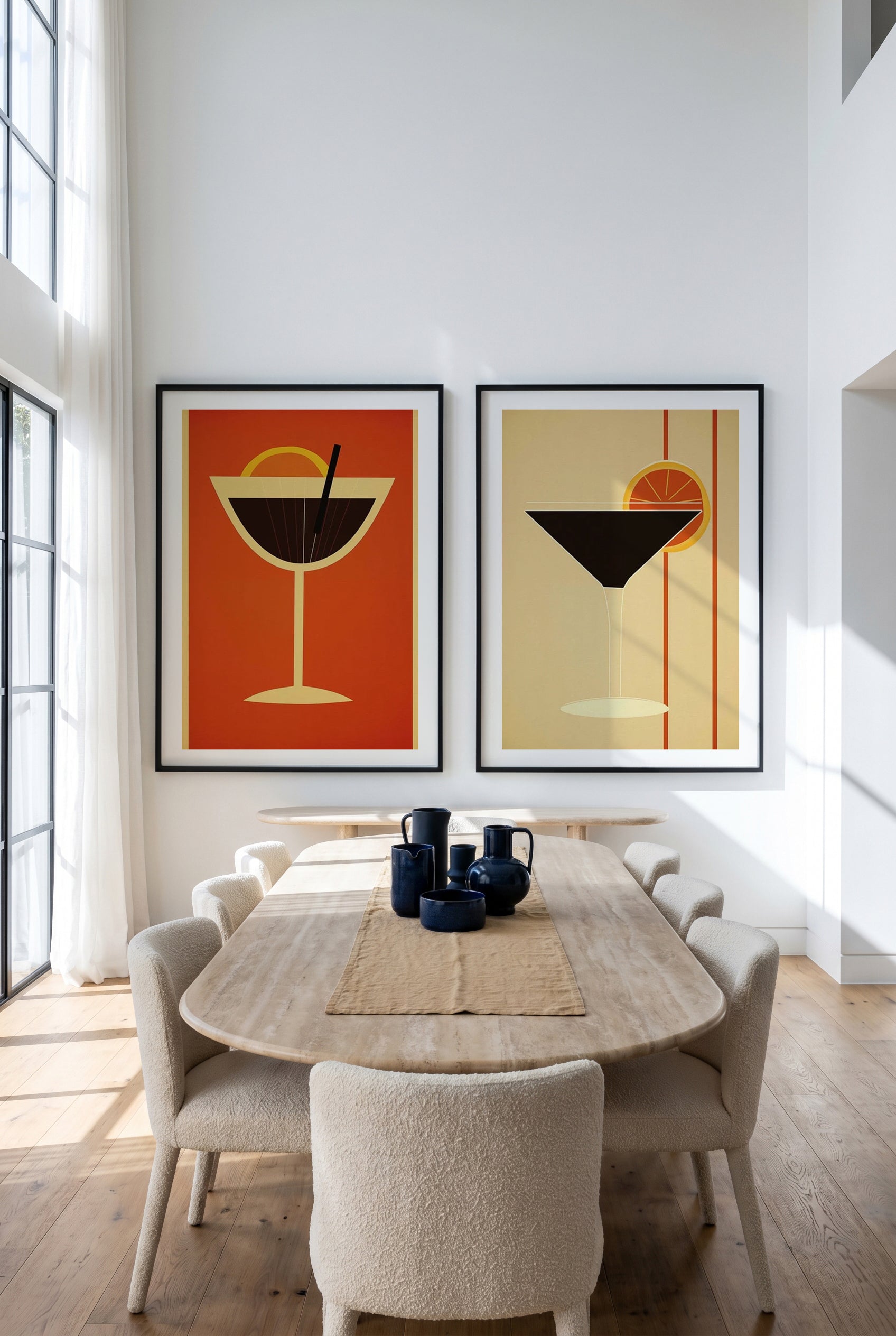 Vintage Cocktail I & II Art Print Set of 2 | Matching Wall Art