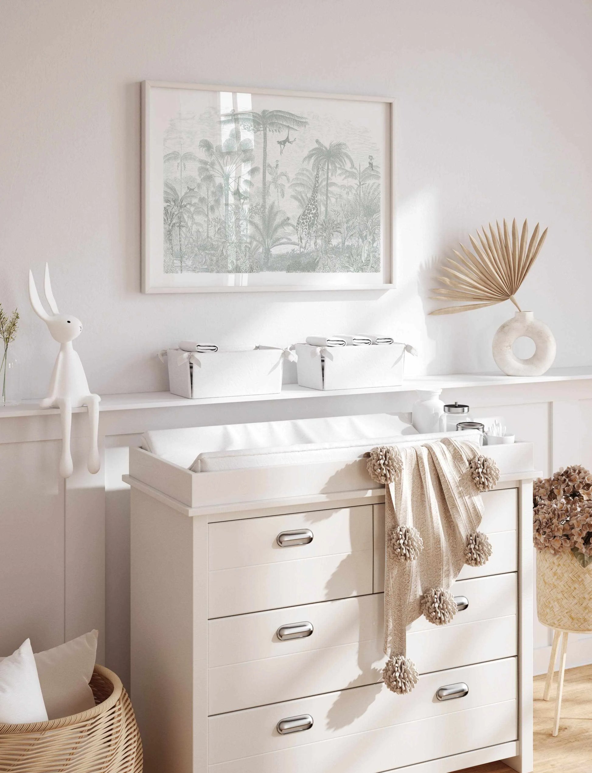 Vintage Jungle in Soft Sage Art Print from Olive et Oriel where you can shop wallpaper and artworks online