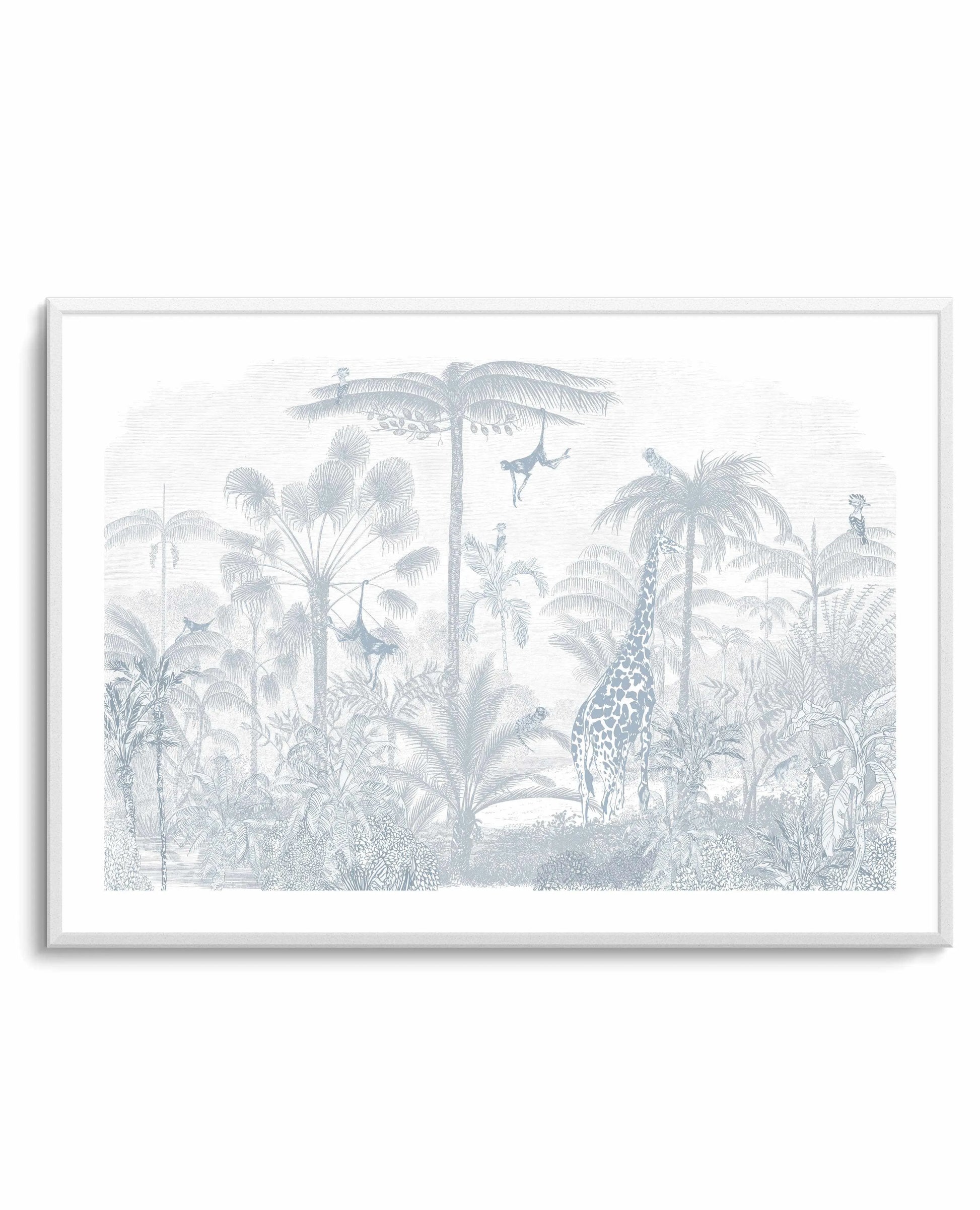 Vintage Jungle in Powder Blue Art Print from Olive et Oriel where you can shop wallpaper and artworks online