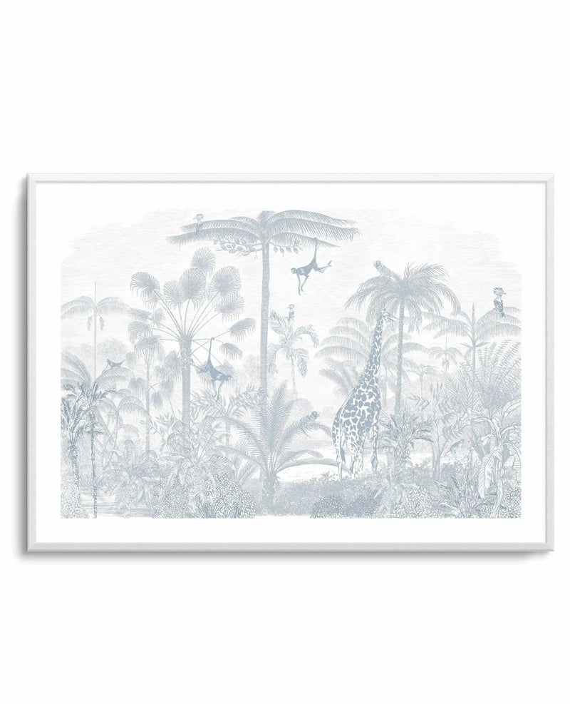 Vintage Jungle in Powder Blue Art Print from Olive et Oriel where you can shop wallpaper and artworks online