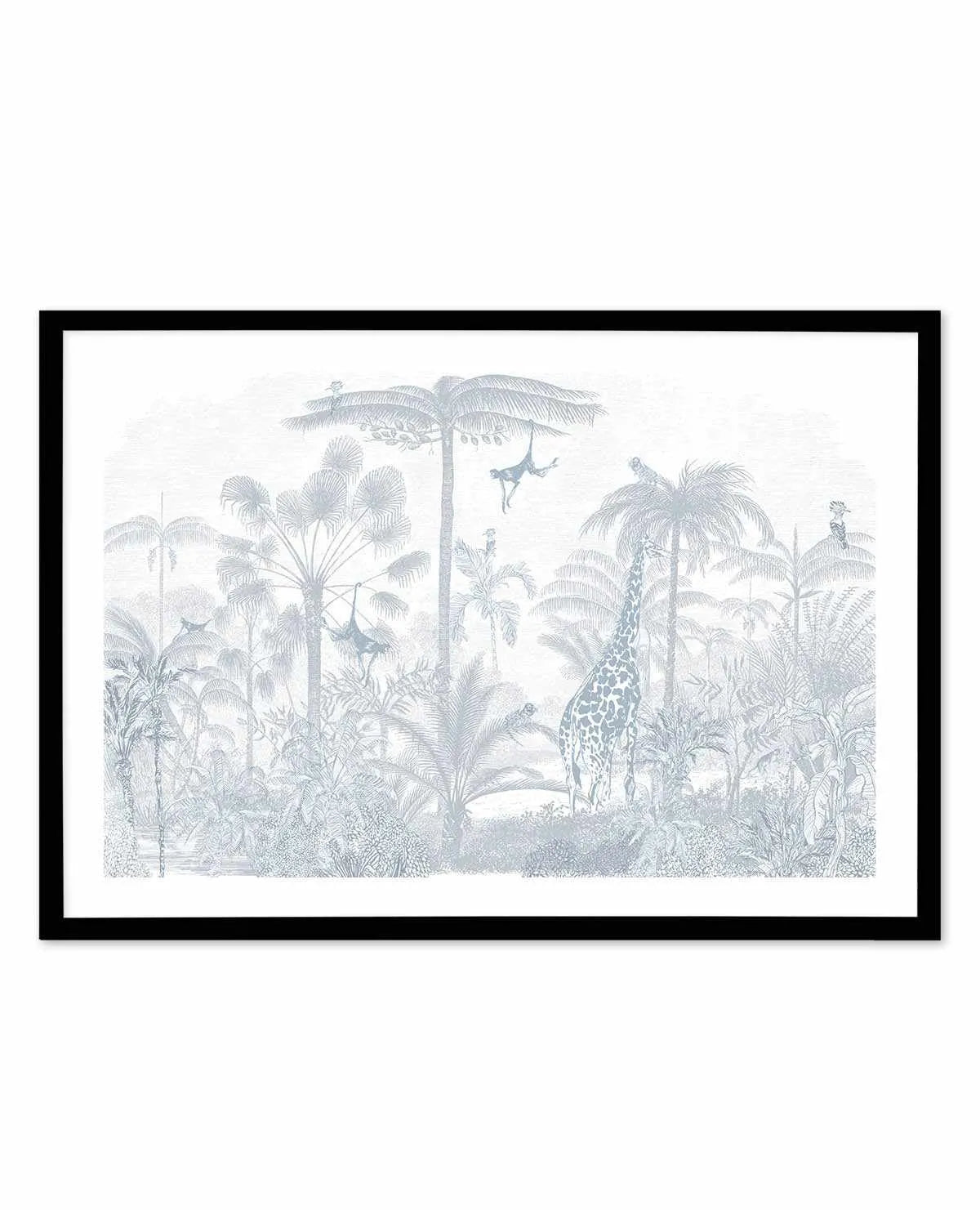 Vintage Jungle in Powder Blue Art Print from Olive et Oriel where you can shop wallpaper and artworks online