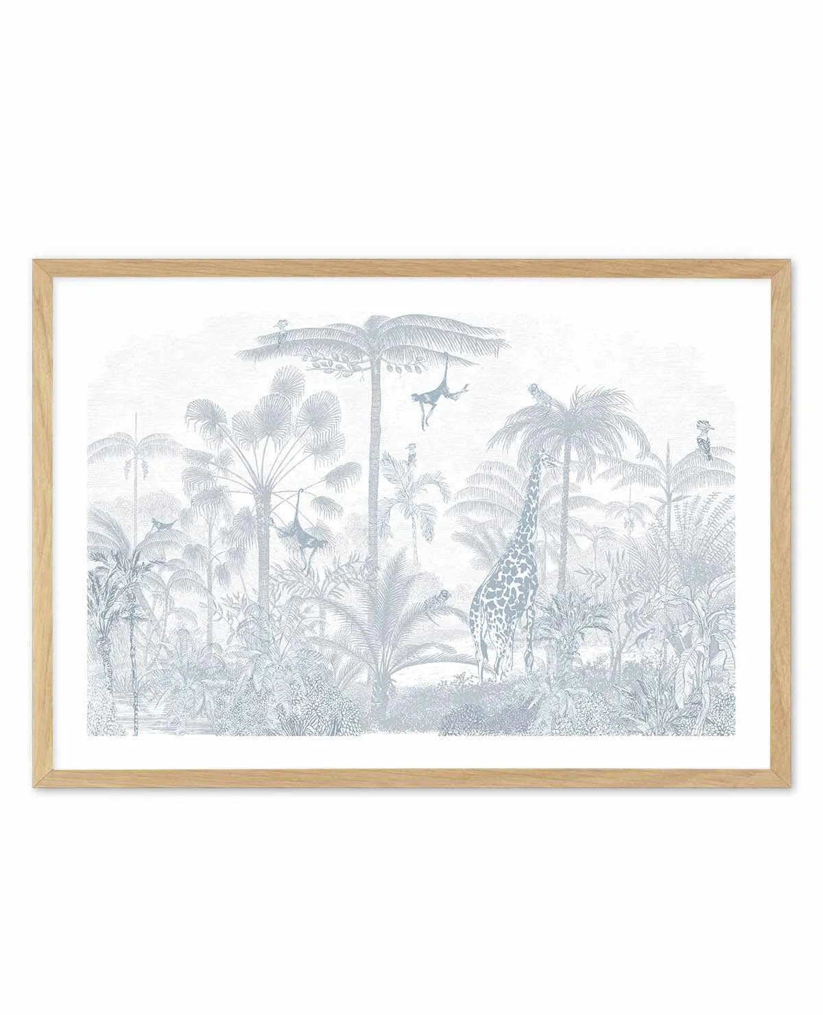 Vintage Jungle in Powder Blue Art Print from Olive et Oriel where you can shop wallpaper and artworks online