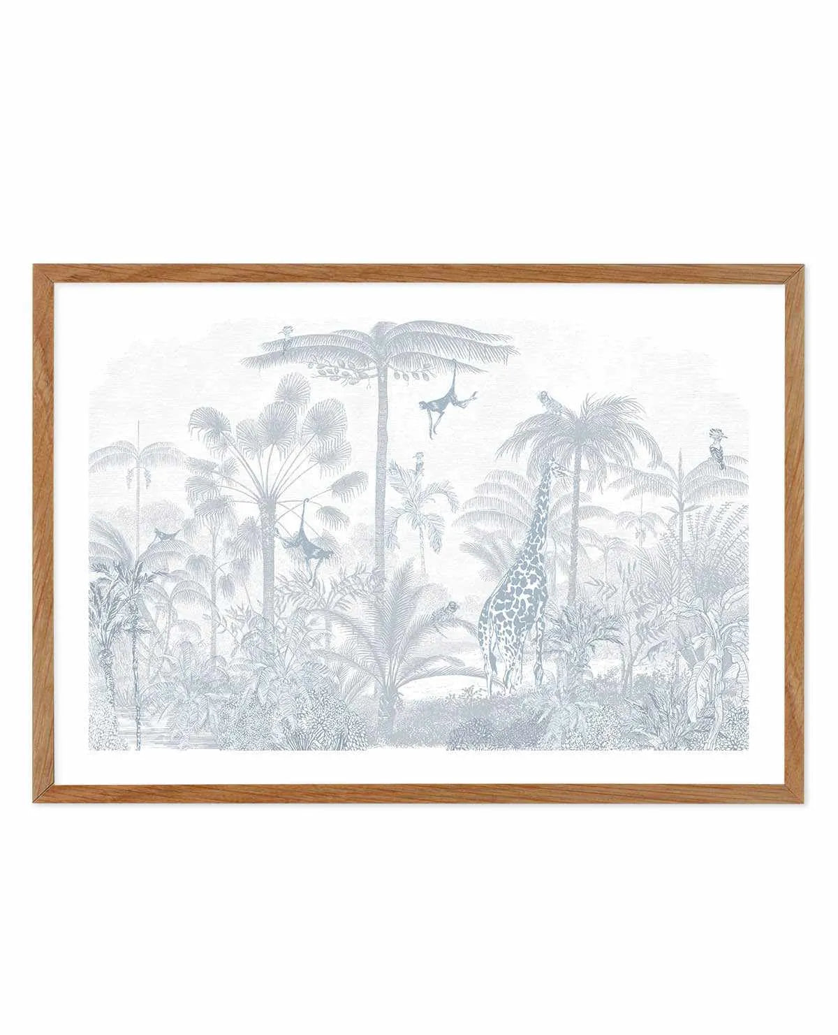 Vintage Jungle in Powder Blue Art Print from Olive et Oriel where you can shop wallpaper and artworks online