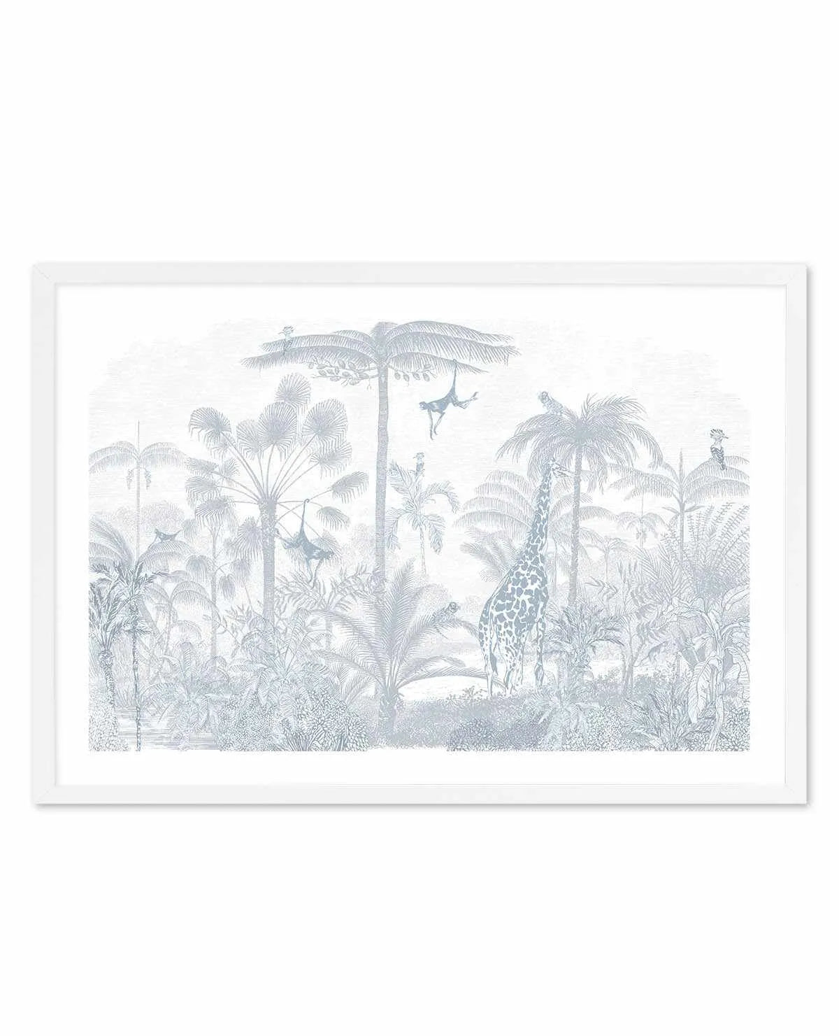 Vintage Jungle in Powder Blue Art Print from Olive et Oriel where you can shop wallpaper and artworks online