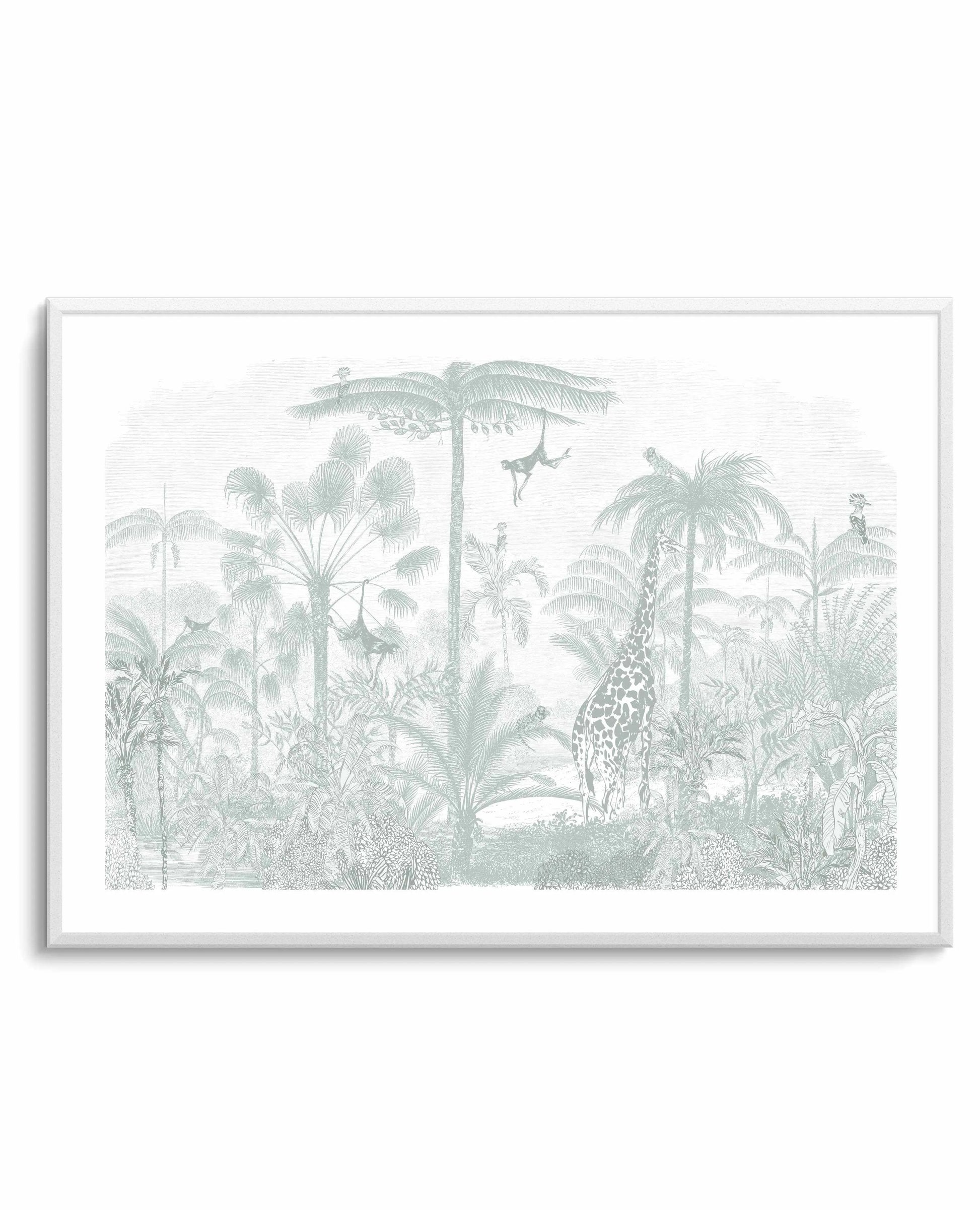Vintage Jungle in Soft Sage Art Print from Olive et Oriel where you can shop wallpaper and artworks online