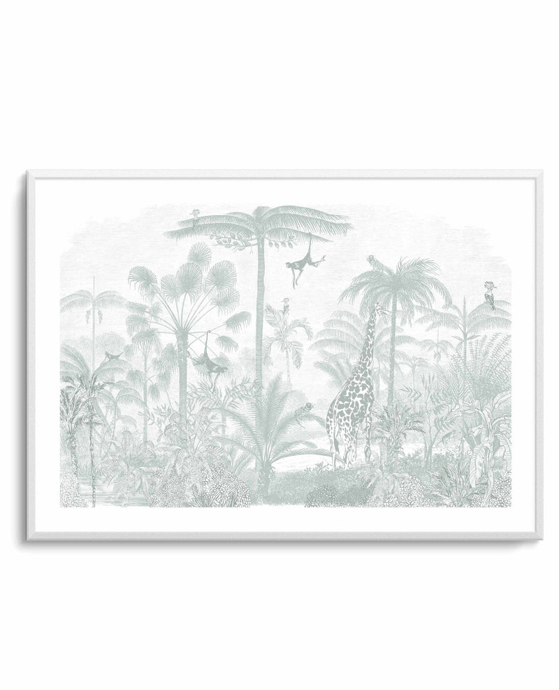 Vintage Jungle in Soft Sage Art Print