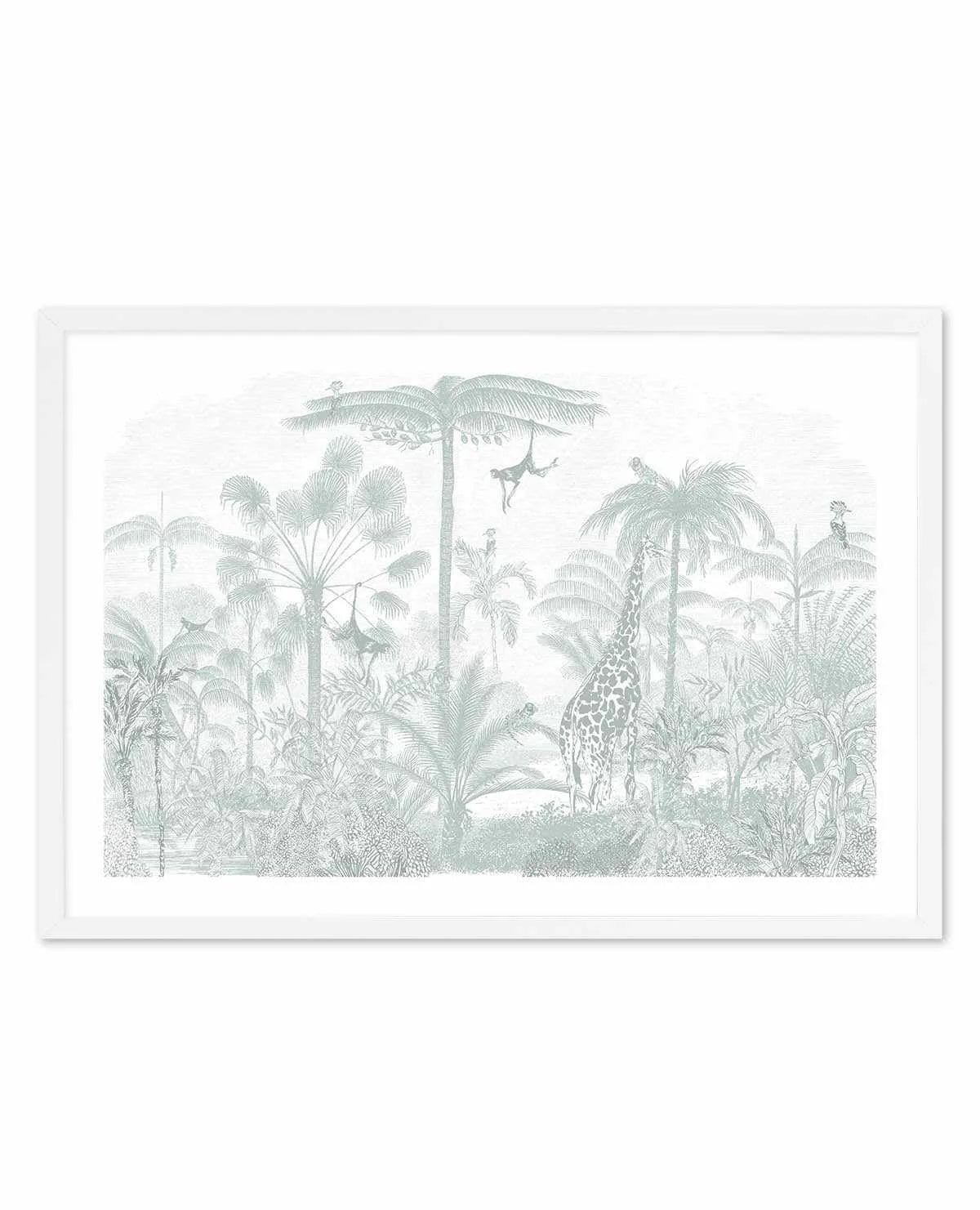 Vintage Jungle in Soft Sage Art Print from Olive et Oriel where you can shop wallpaper and artworks online