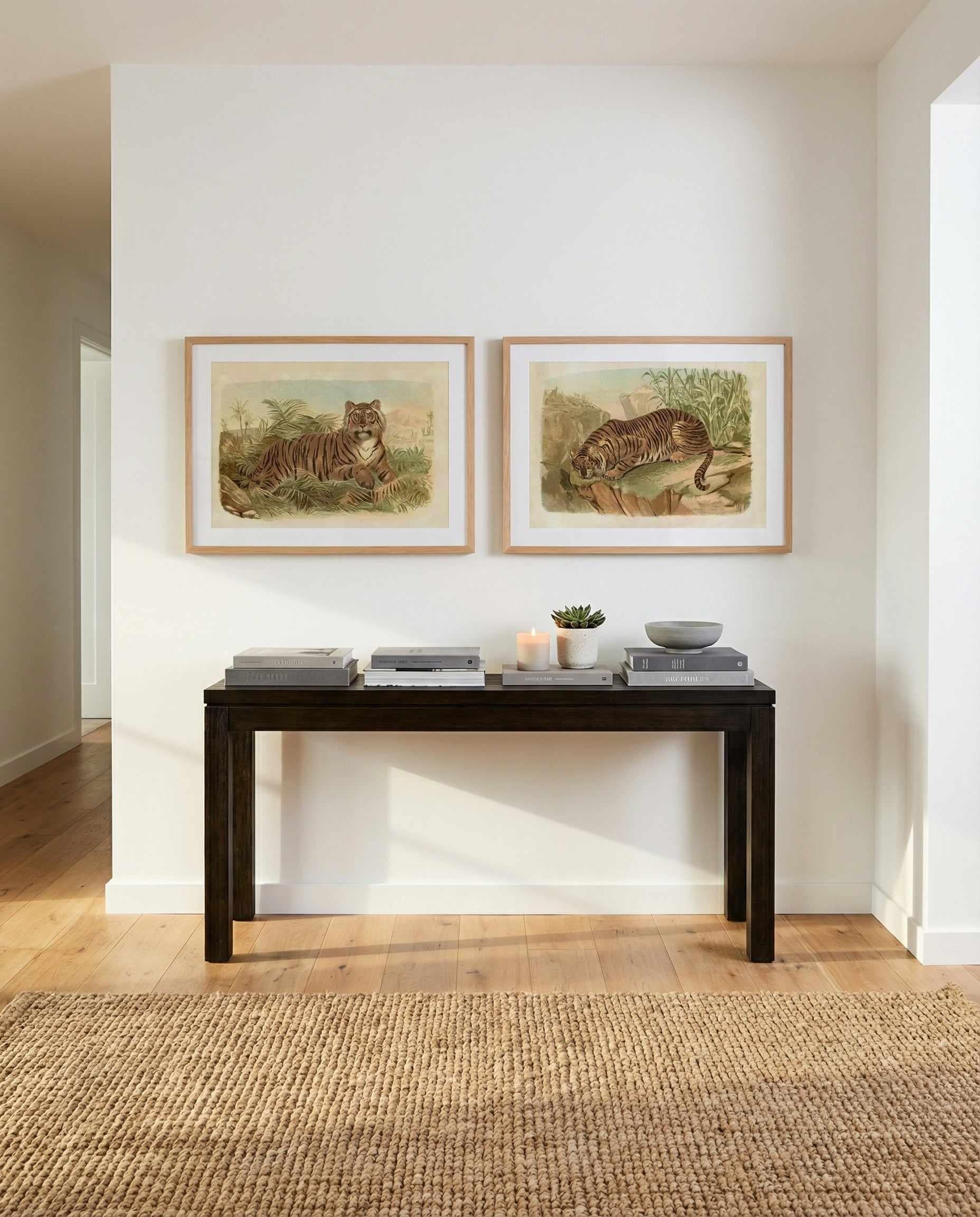 Vintage Tiger I & II Art Print Set of 2 | Matching Wall Art from Olive et Oriel where you can shop wallpaper and artworks online