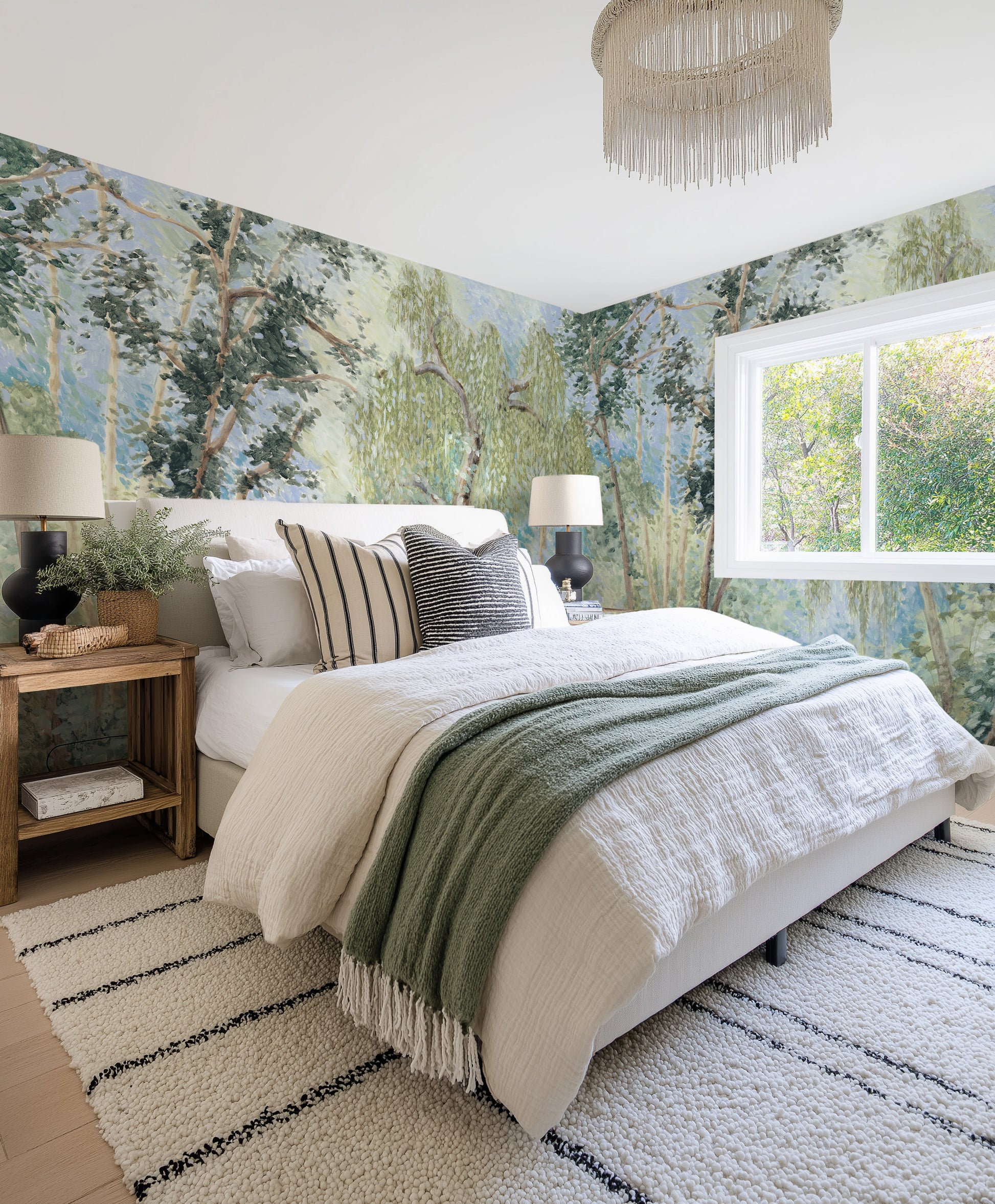 Vintage Willow Garden Panoramic Mural Wallpaper from Olive et Oriel where you can shop wallpaper and artworks online