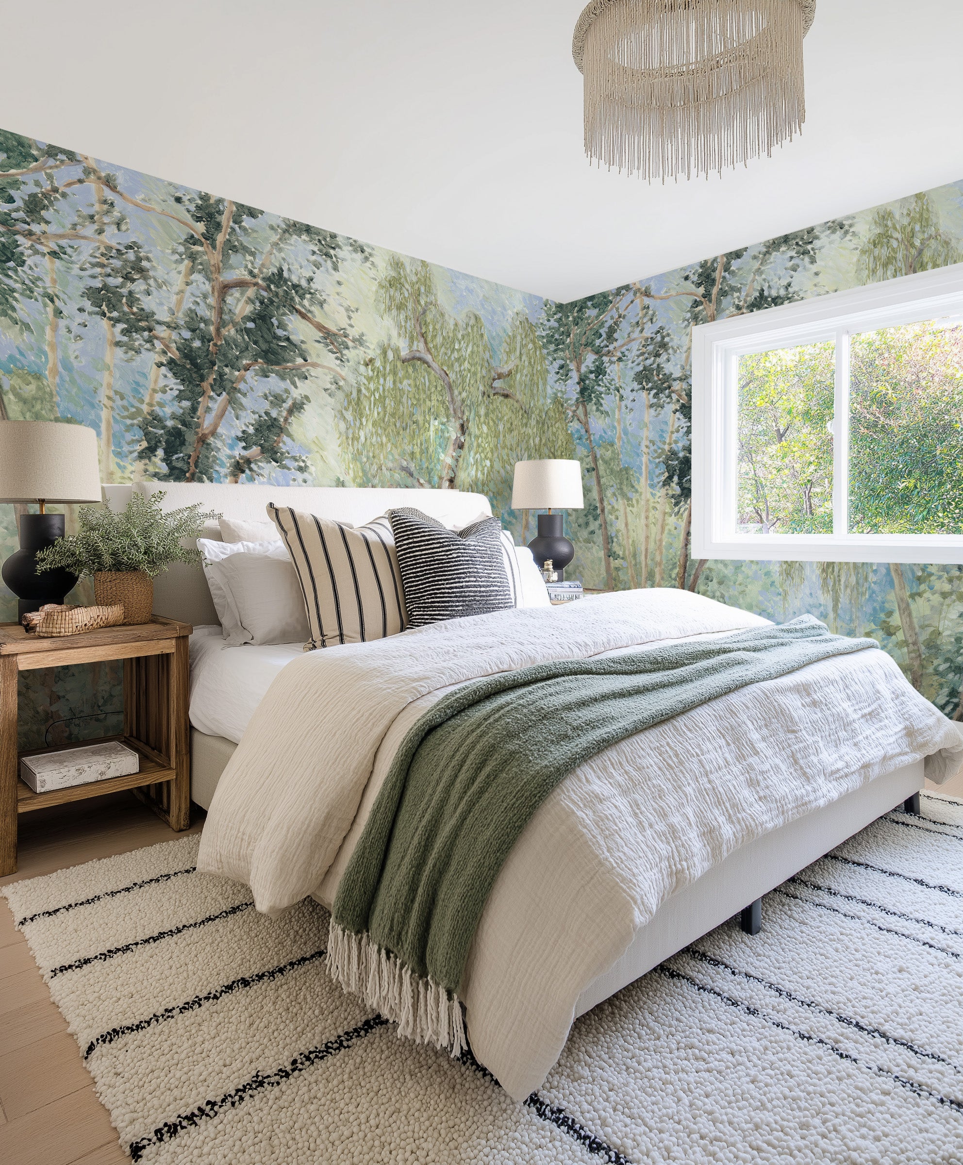 Vintage Willow Garden Panoramic Mural Wallpaper from Olive et Oriel where you can shop wallpaper and artworks online