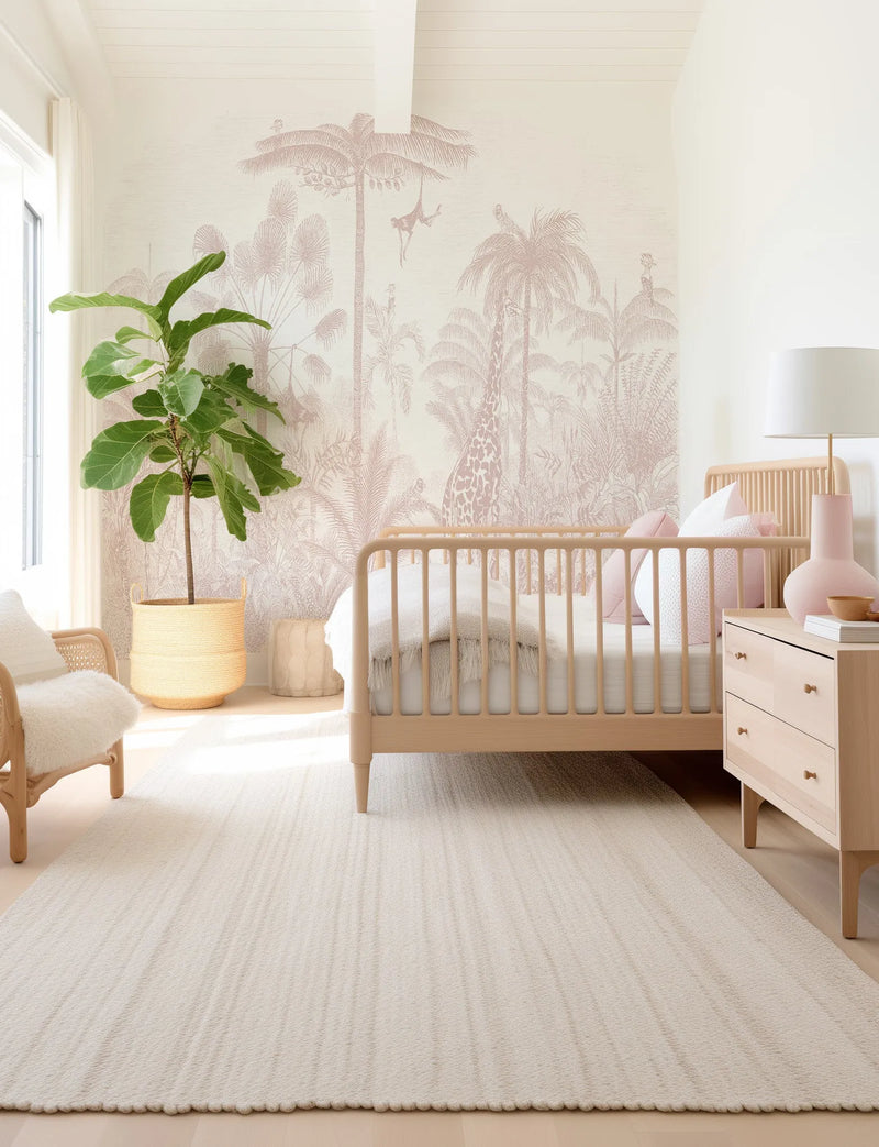 Vintage Jungle in Dusty Pink Wallpaper Mural from Olive et Oriel where you can shop wallpaper and artworks online