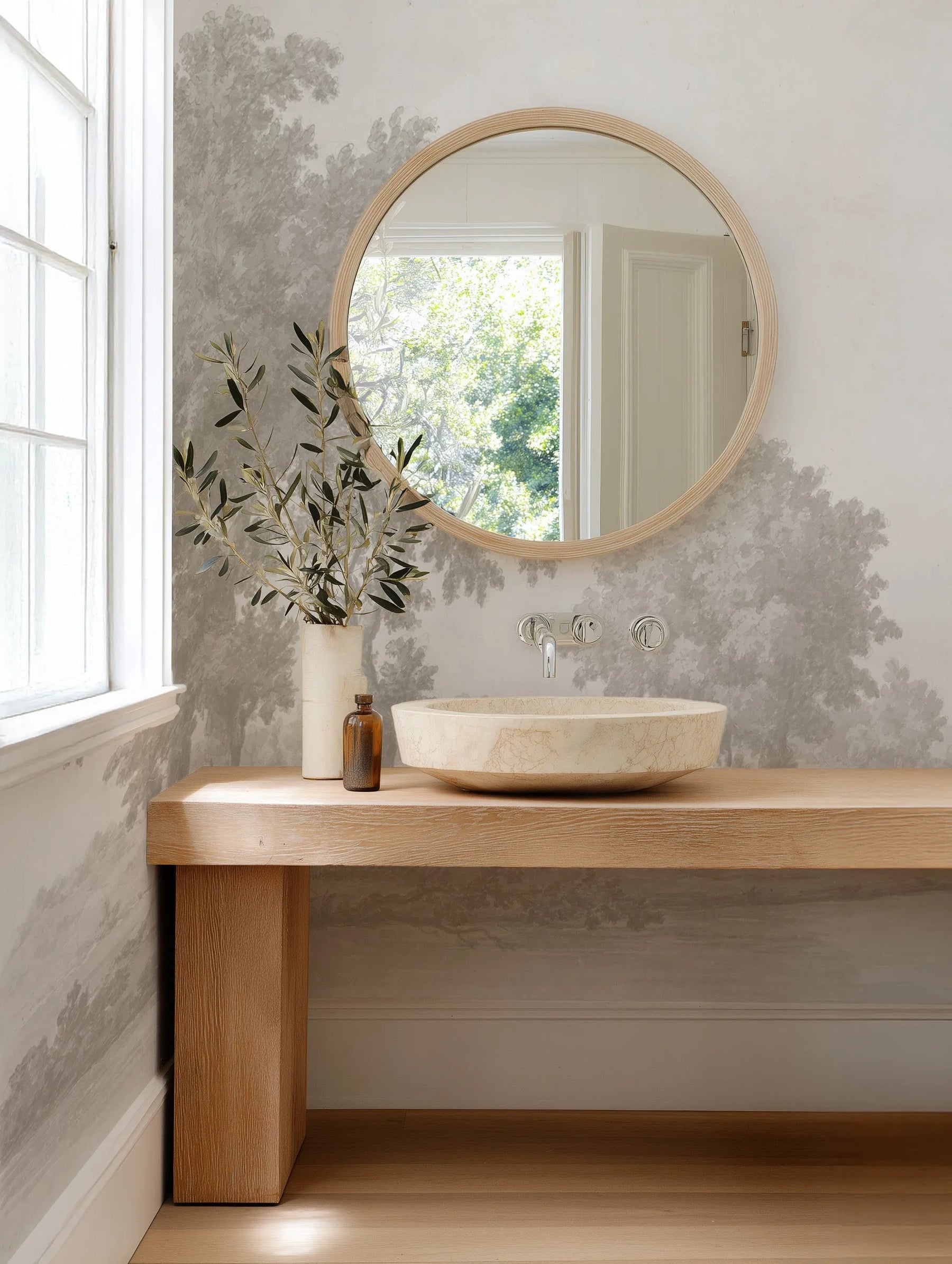 Vintage Oak Tree Wallpaper Mural from Olive et Oriel where you can shop wallpaper and artworks online