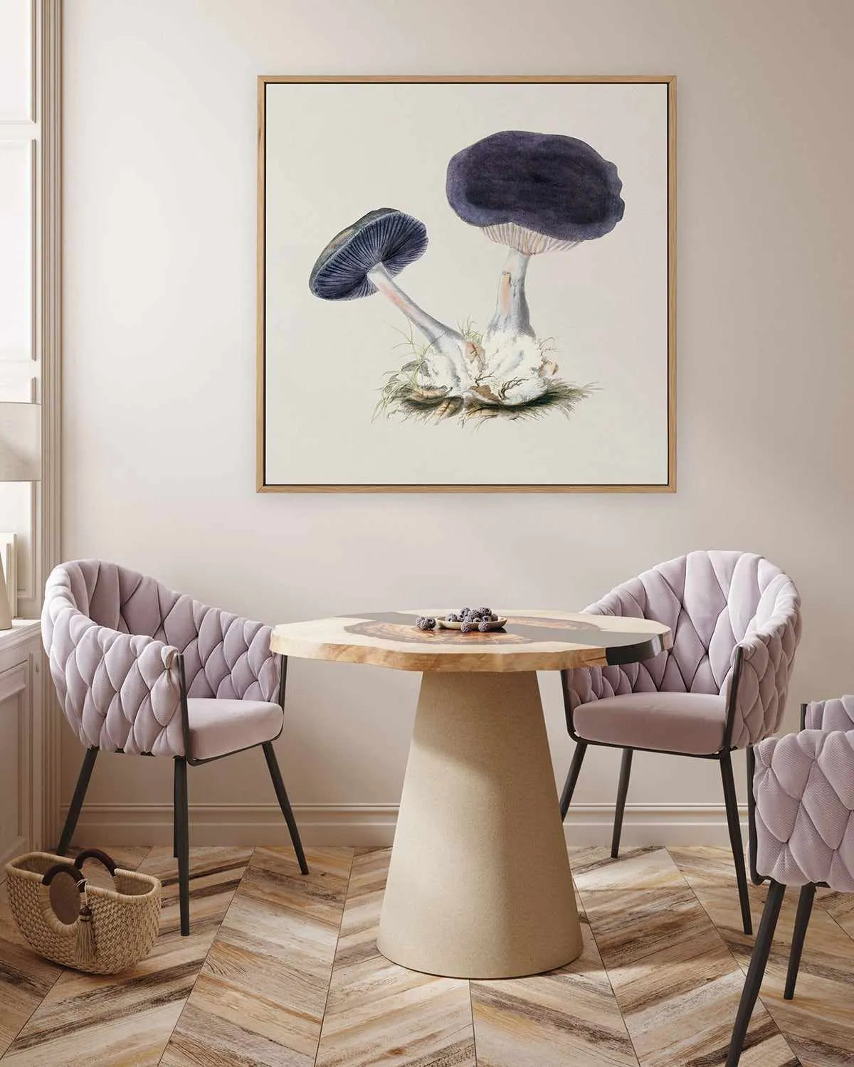 Violet Mushroom Vintage Illustration | Framed Canvas Art Print from Olive et Oriel where you can shop wallpaper and artworks online