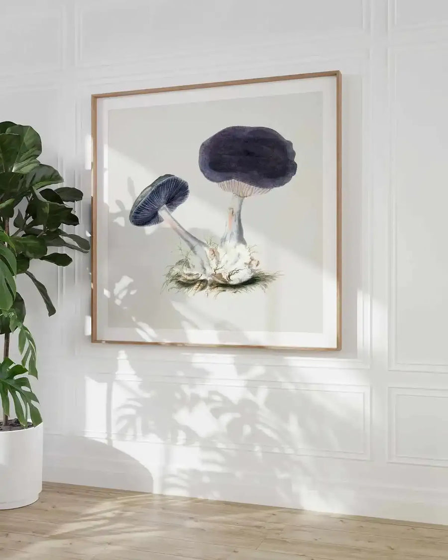 Violet Mushroom Vintage Illustration Art Print from Olive et Oriel where you can shop wallpaper and artworks online