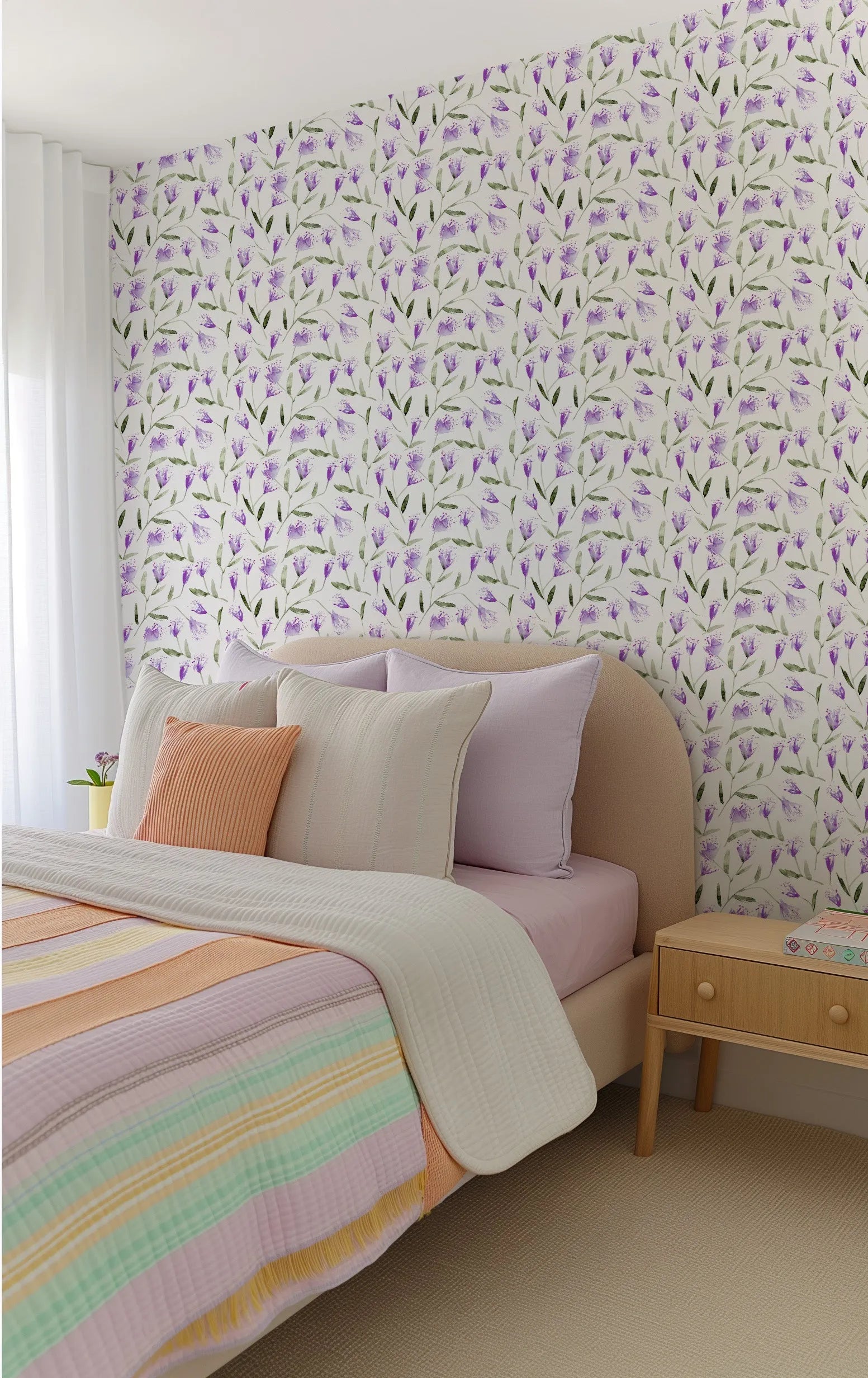 Violets Bloom Wallpaper from Olive et Oriel where you can shop wallpaper and artworks online