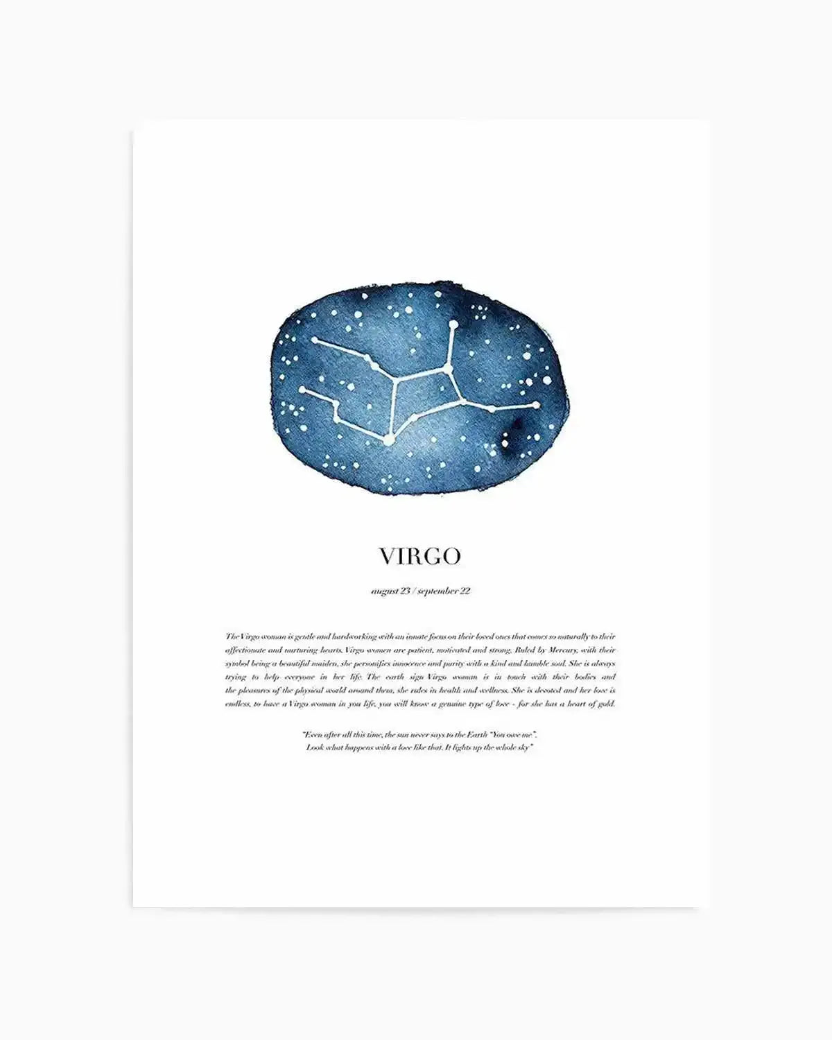 Virgo | Watercolour Zodiac Art Print from Olive et Oriel where you can shop wallpaper and artworks online