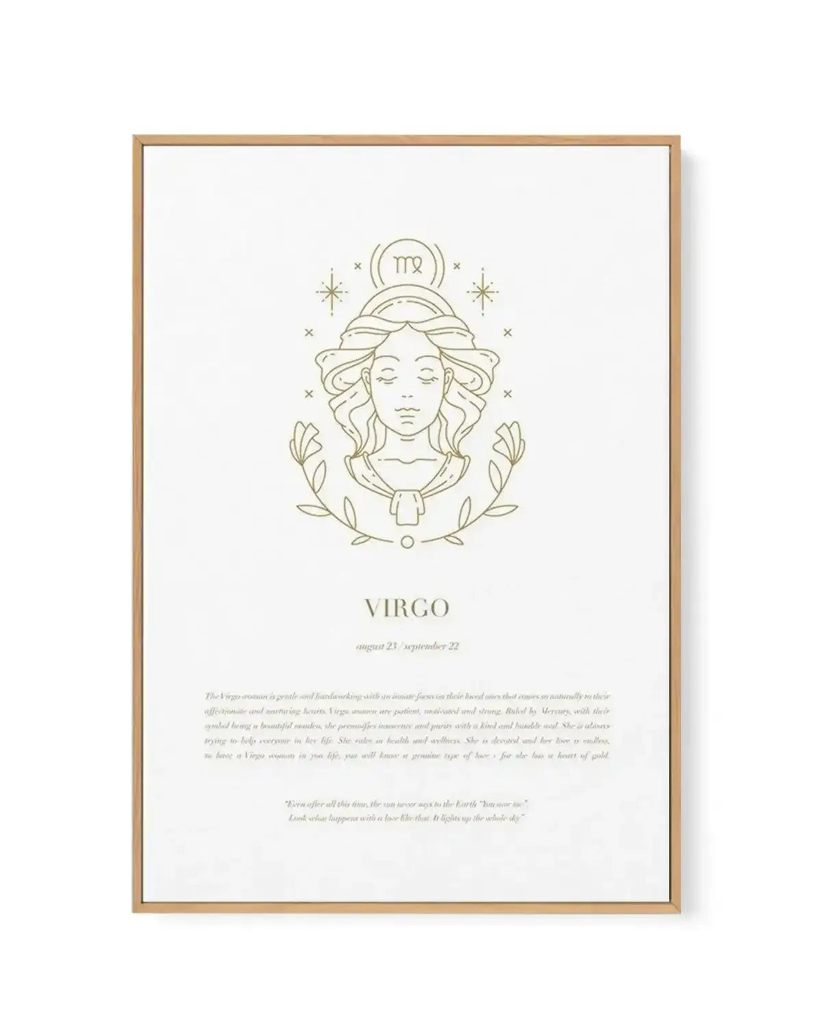 Virgo | Celestial Zodiac | Framed Canvas-CANVAS-You can shop wall art online with Olive et Oriel for everything from abstract art to fun kids wall art. Our beautiful modern art prints and canvas art are available from large canvas prints to wall art paintings and our proudly Australian artwork collection offers only the highest quality framed large wall art and canvas art Australia - You can buy fashion photography prints or Hampton print posters and paintings on canvas from Olive et Oriel and h
