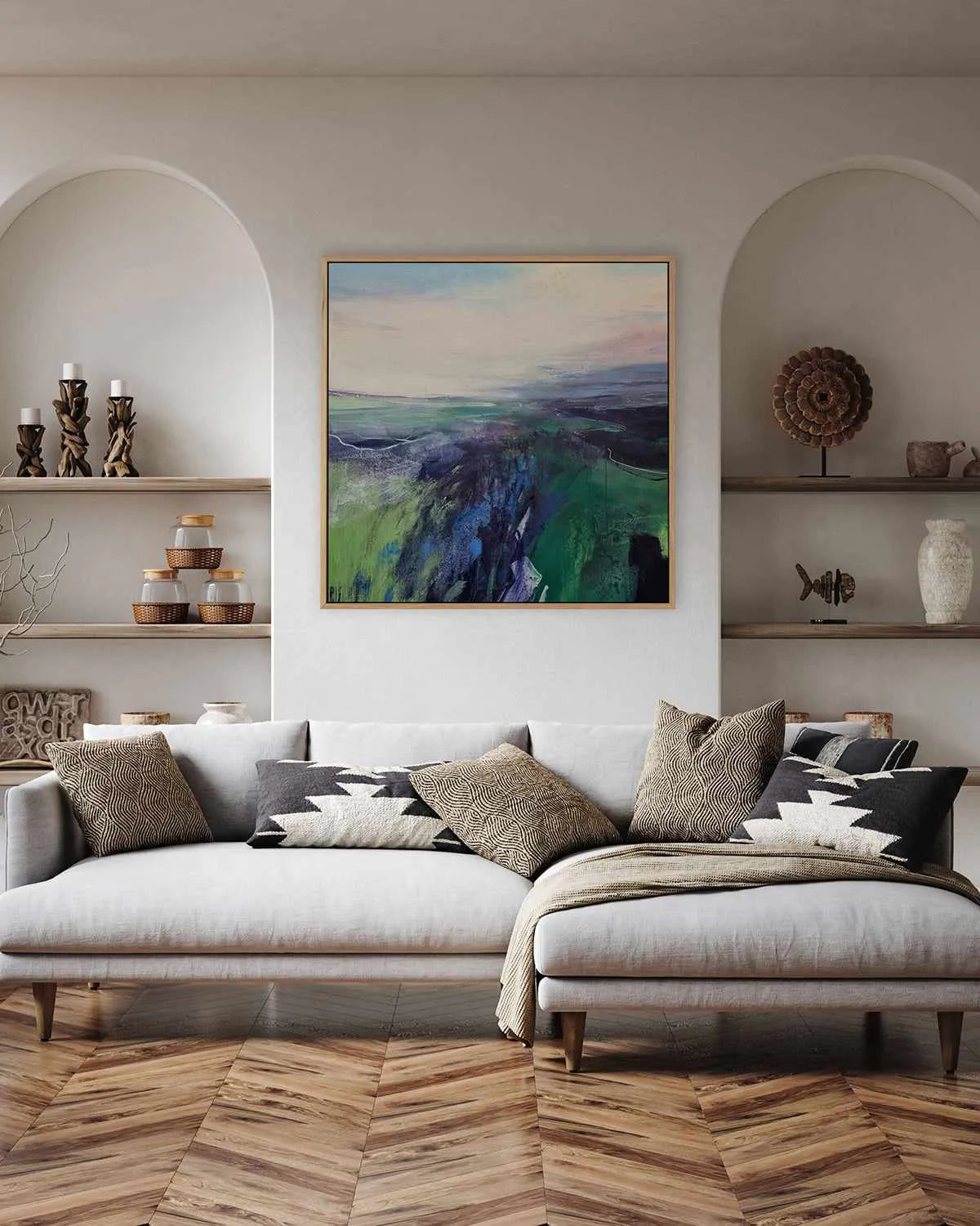Viridescent Valley I by Andrew Kinmont | Framed Canvas Art Print from Olive et Oriel where you can shop wallpaper and artworks online