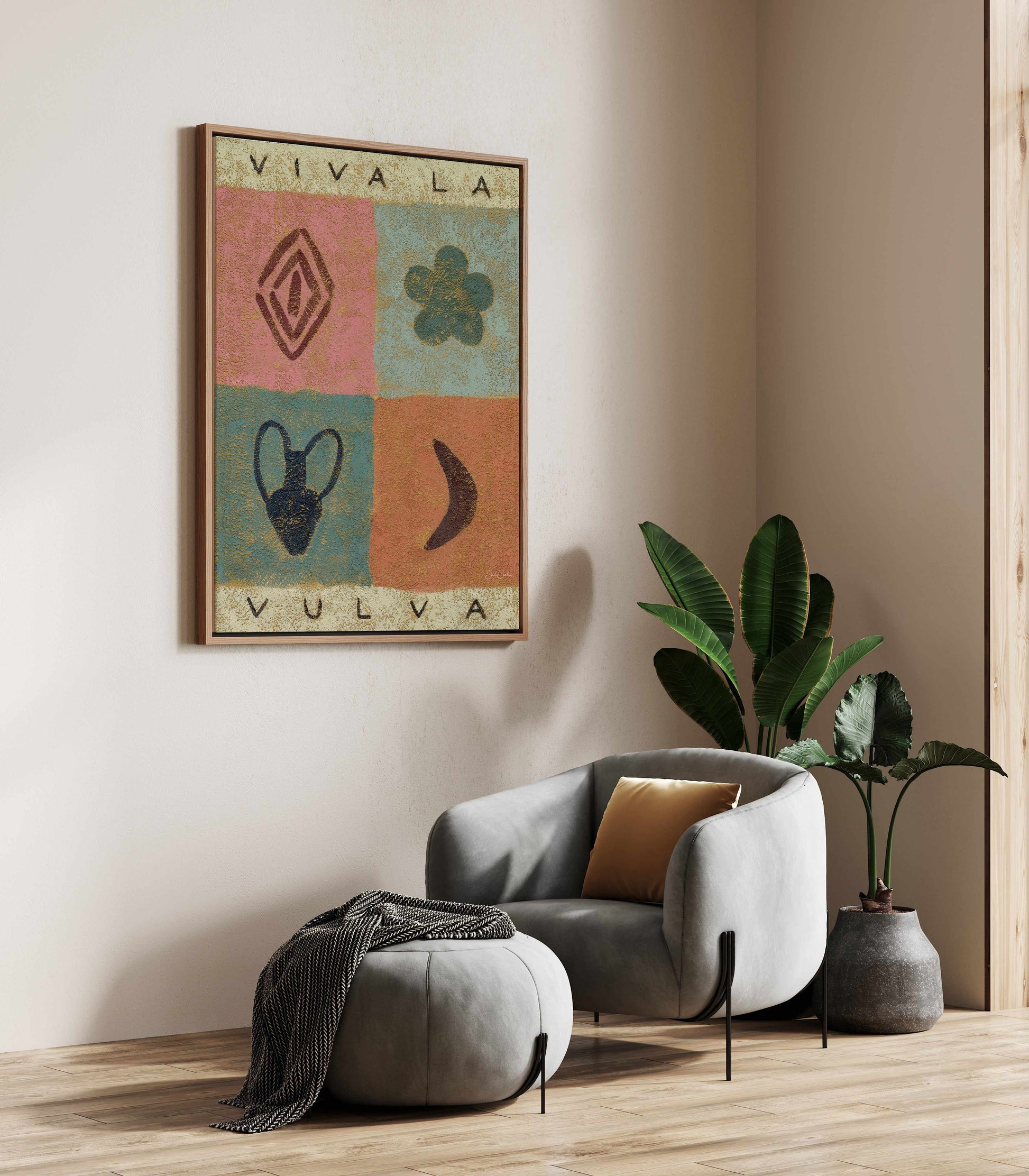 Viva La Vulva by Julie Celina | Framed Canvas Art Print from Olive et Oriel where you can shop wallpaper and artworks online