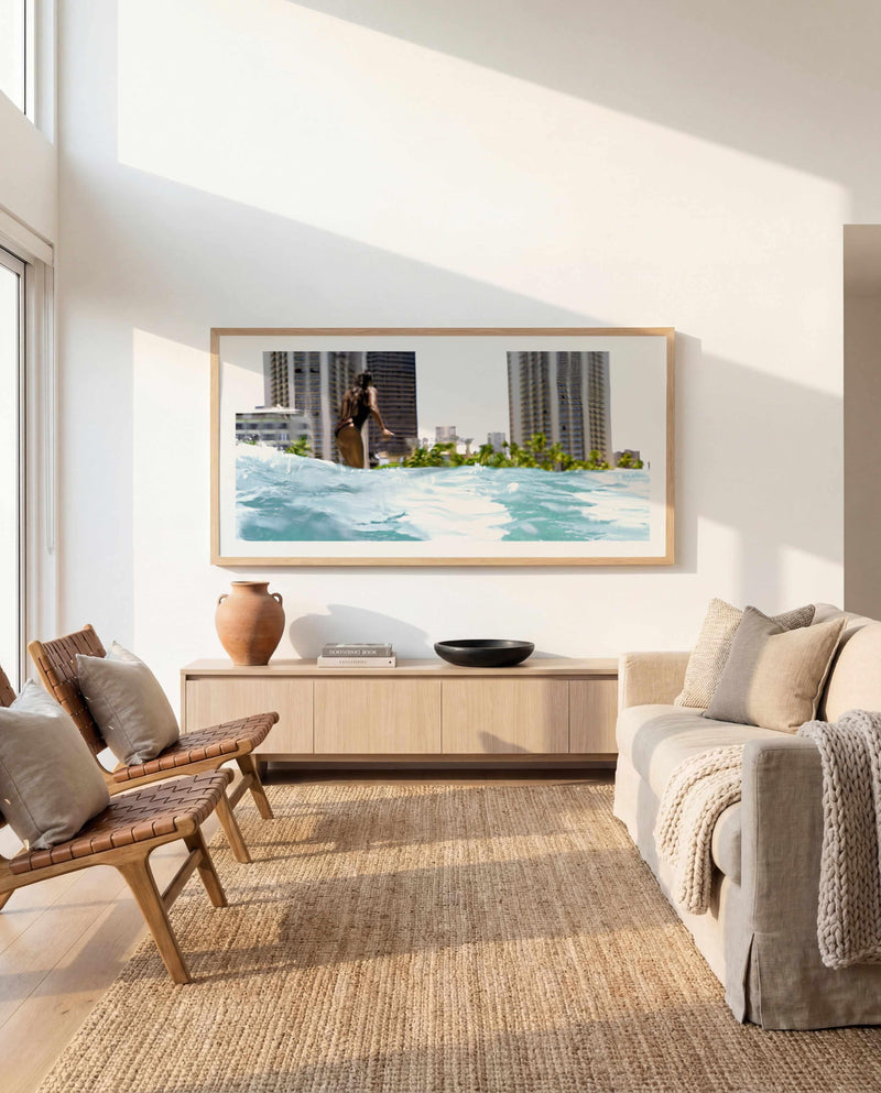 Waikiki Beach Surf Club by Teigan Geercke | Panoramic Art Print from Olive et Oriel where you can shop wallpaper and artworks online