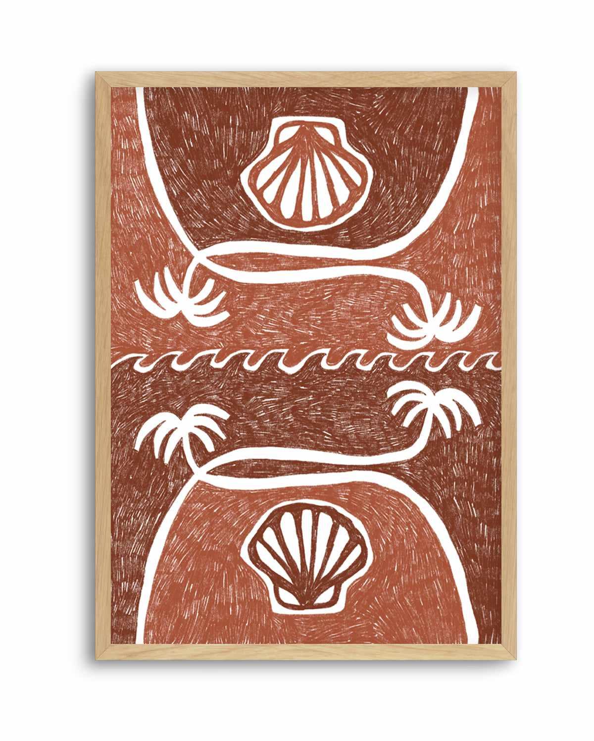 Wave Shells And Palm Trees Brown Terracotta by Shatha Al Dafai | Art Print from Olive et Oriel where you can shop wallpaper and artworks online