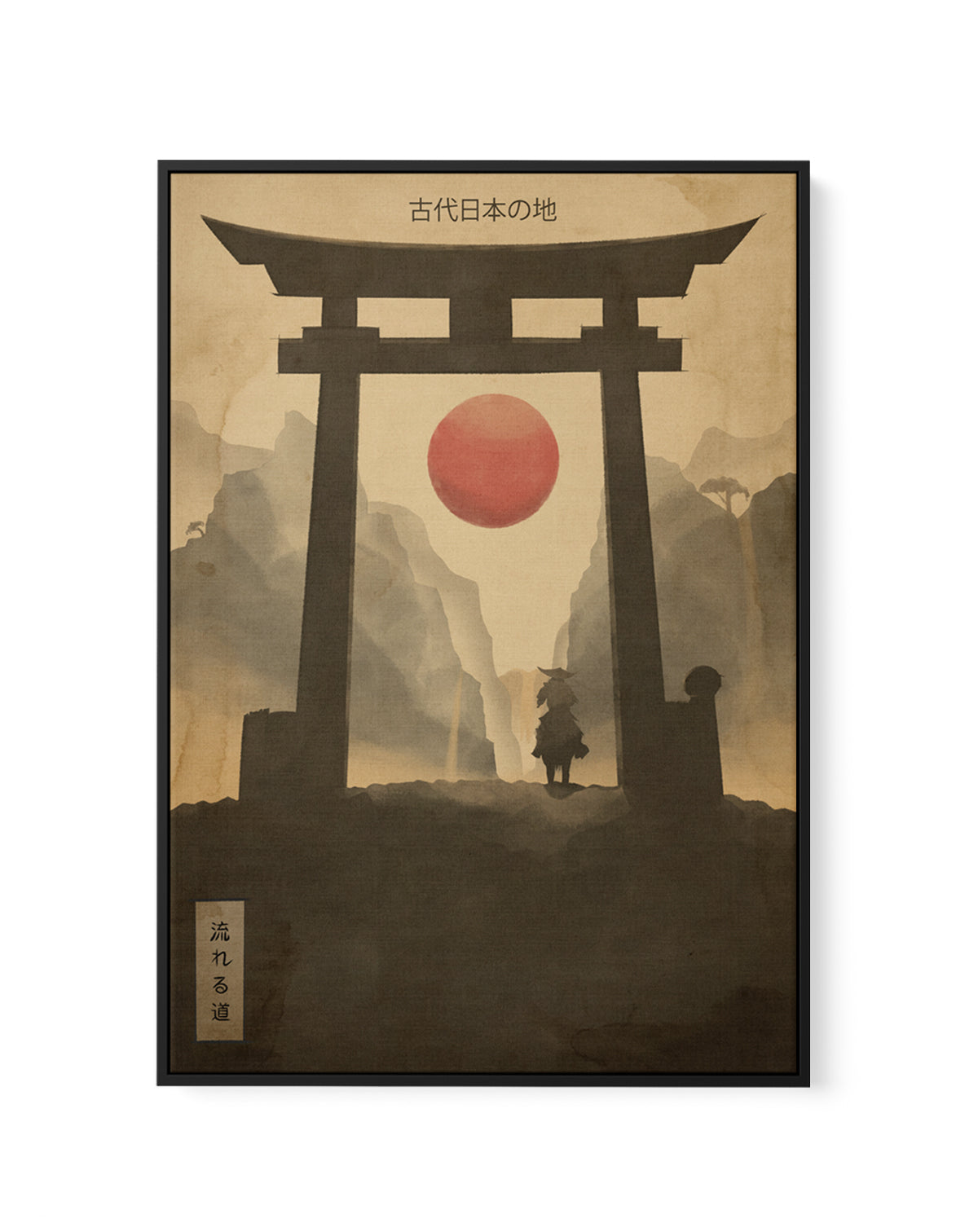 Warrior at Torii Gate by Fadil Roze | Framed Canvas Art Print