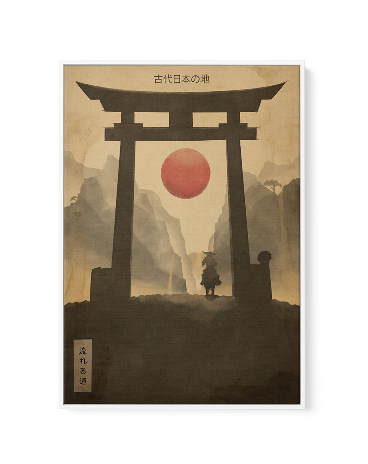 Warrior at Torii Gate by Fadil Roze | Framed Canvas Art Print