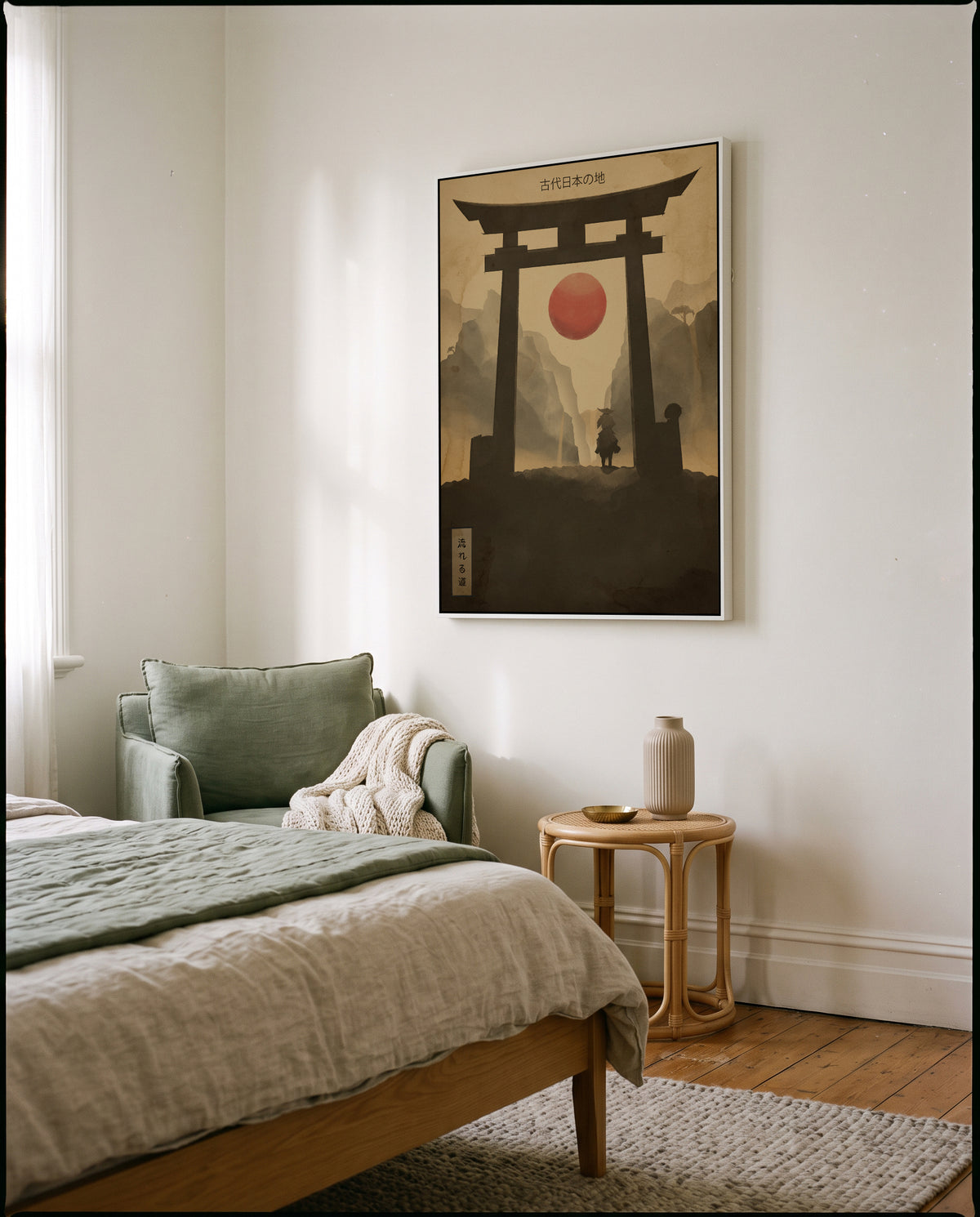 Warrior at Torii Gate by Fadil Roze | Framed Canvas Art Print