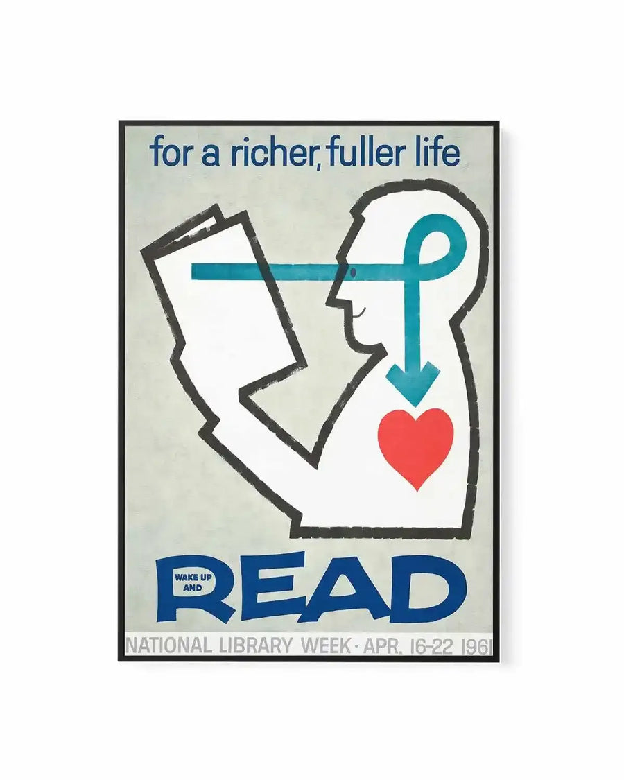 Wake Up & Read Vintage Poster | Framed Canvas Art Print from Olive et Oriel where you can shop wallpaper and artworks online