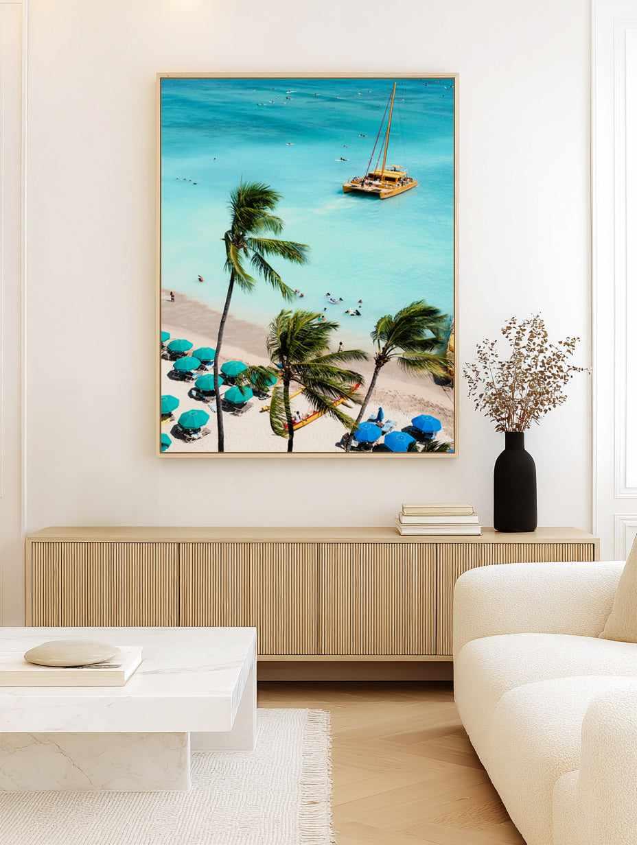 Waikiki Beach I by Teigan Geercke | Framed Canvas Art Print from Olive et Oriel where you can shop wallpaper and artworks online