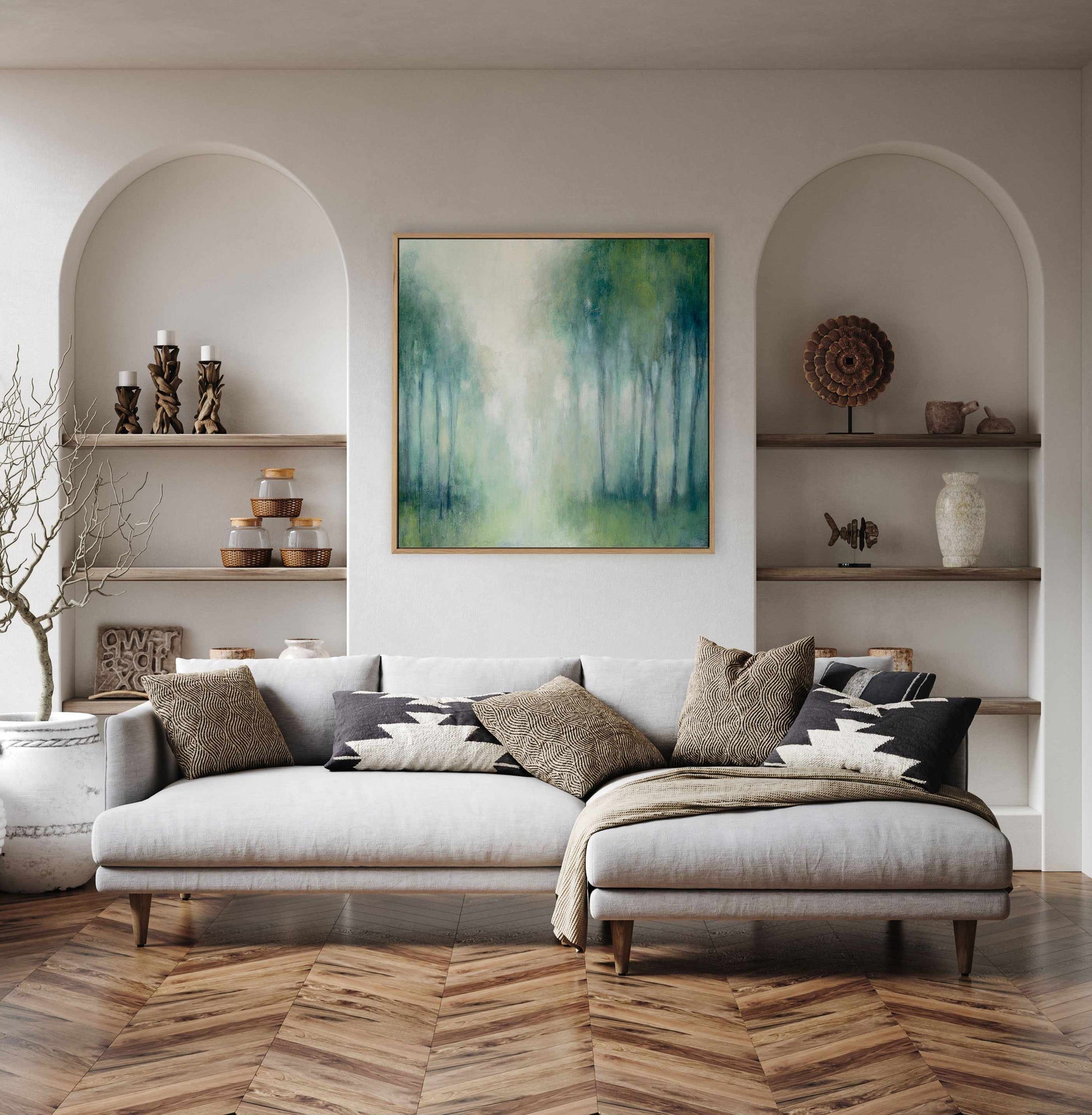 Walk In The Woods | Framed Canvas Art Print from Olive et Oriel where you can shop wallpaper and artworks online